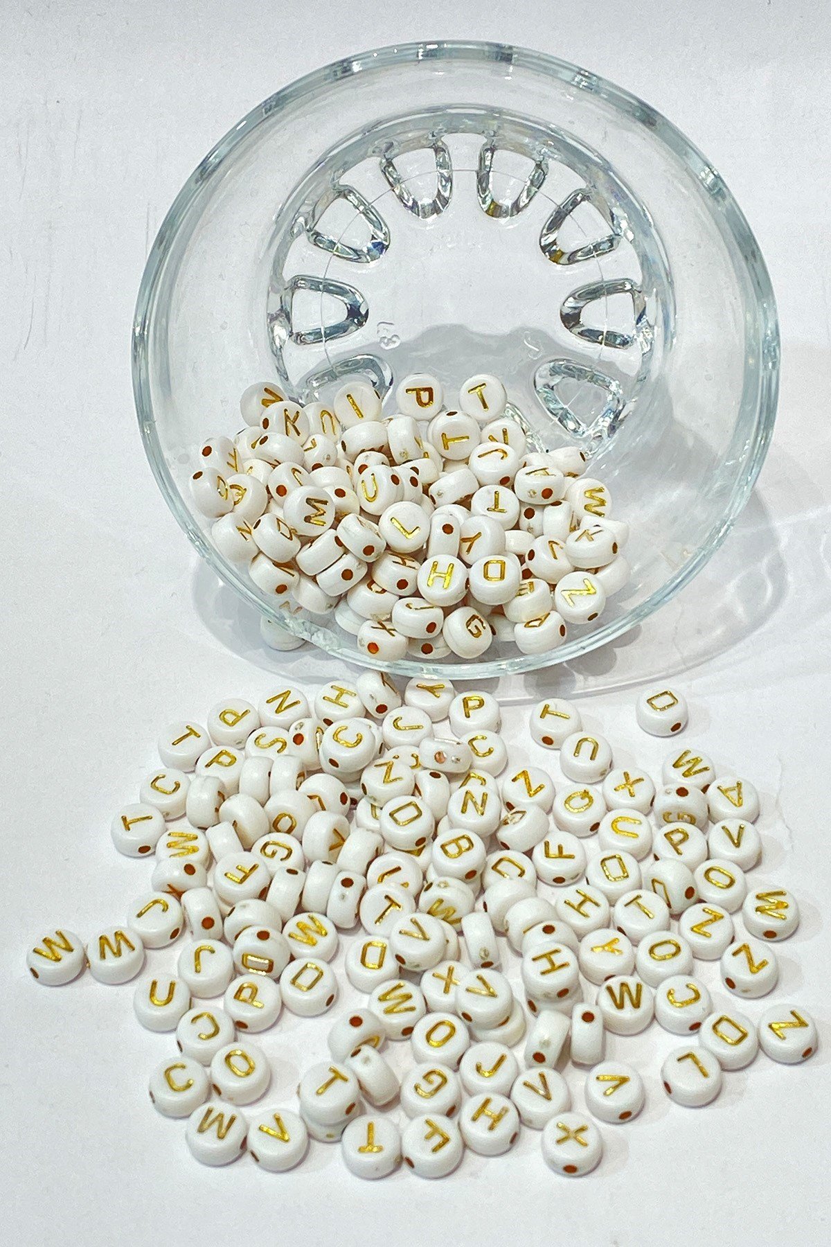 Gold Yuvarlak Harf Boncuk 100 Adet