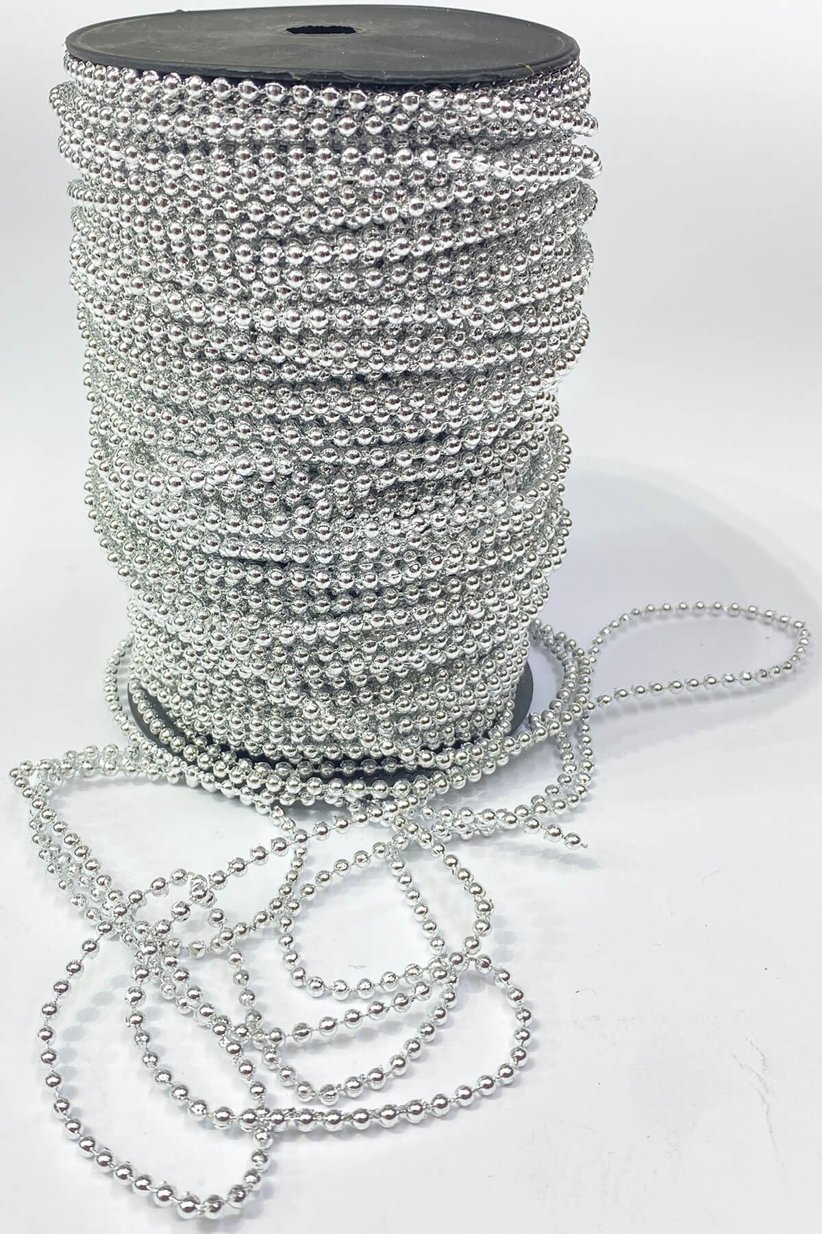 Gümüş Plastik Şerit Yuvarlak İnci 4 mm 10 mt