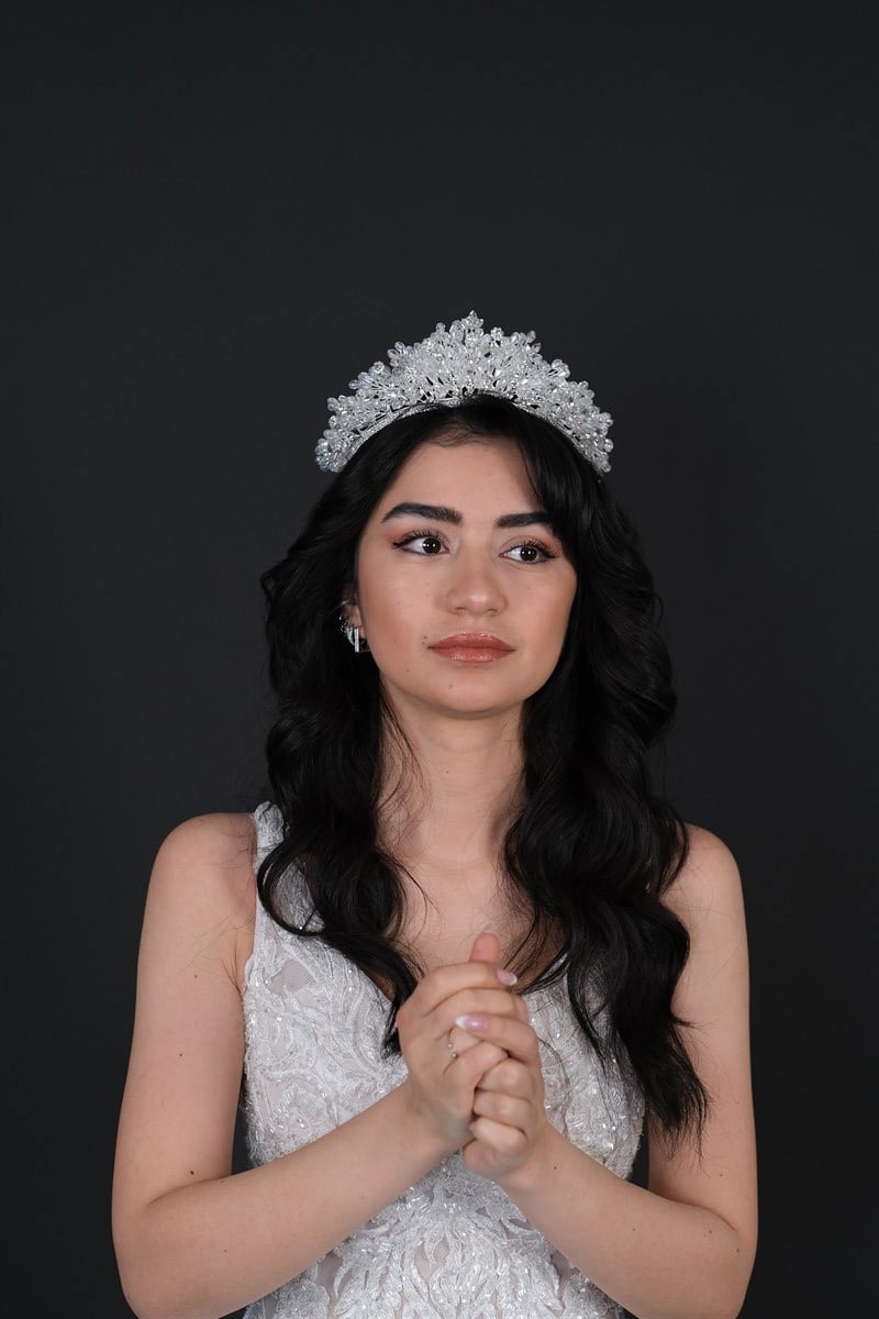 Gümüş Renk Ahbahar Gelin Tacı