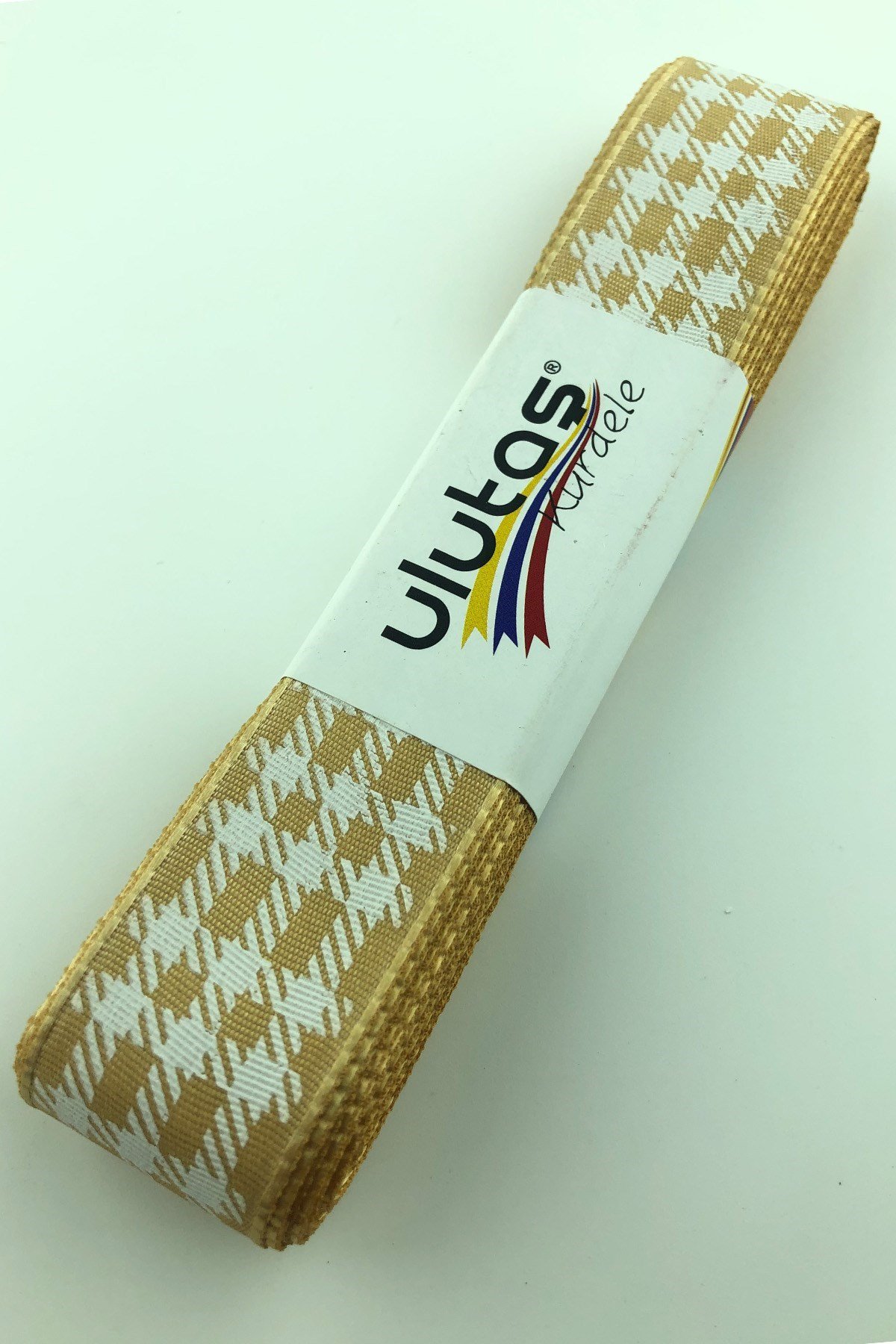 Hardal Sarısı Varak Baskılı Tafta Kurdele 2.5 Cm