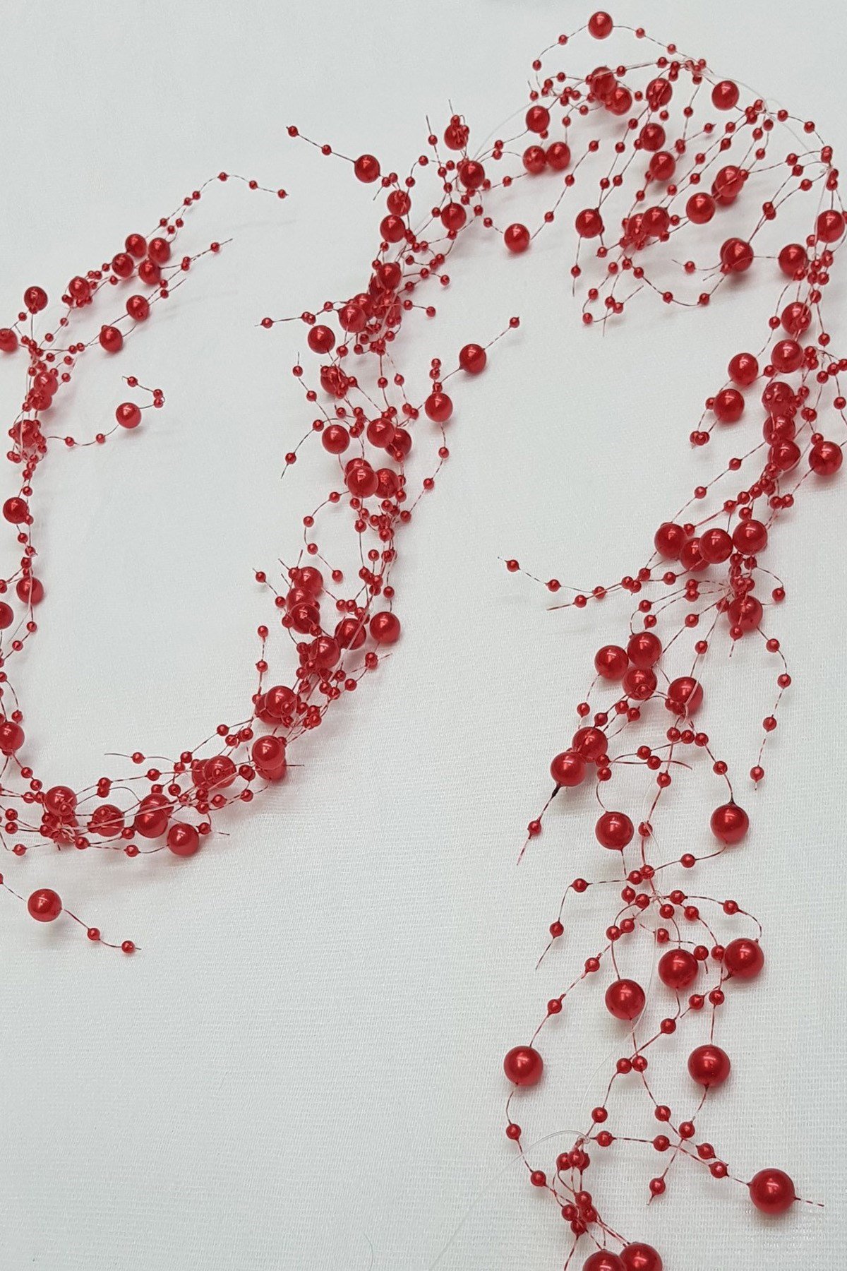 Kırmızı İncili Misinalı Sarkıt 1 mt
