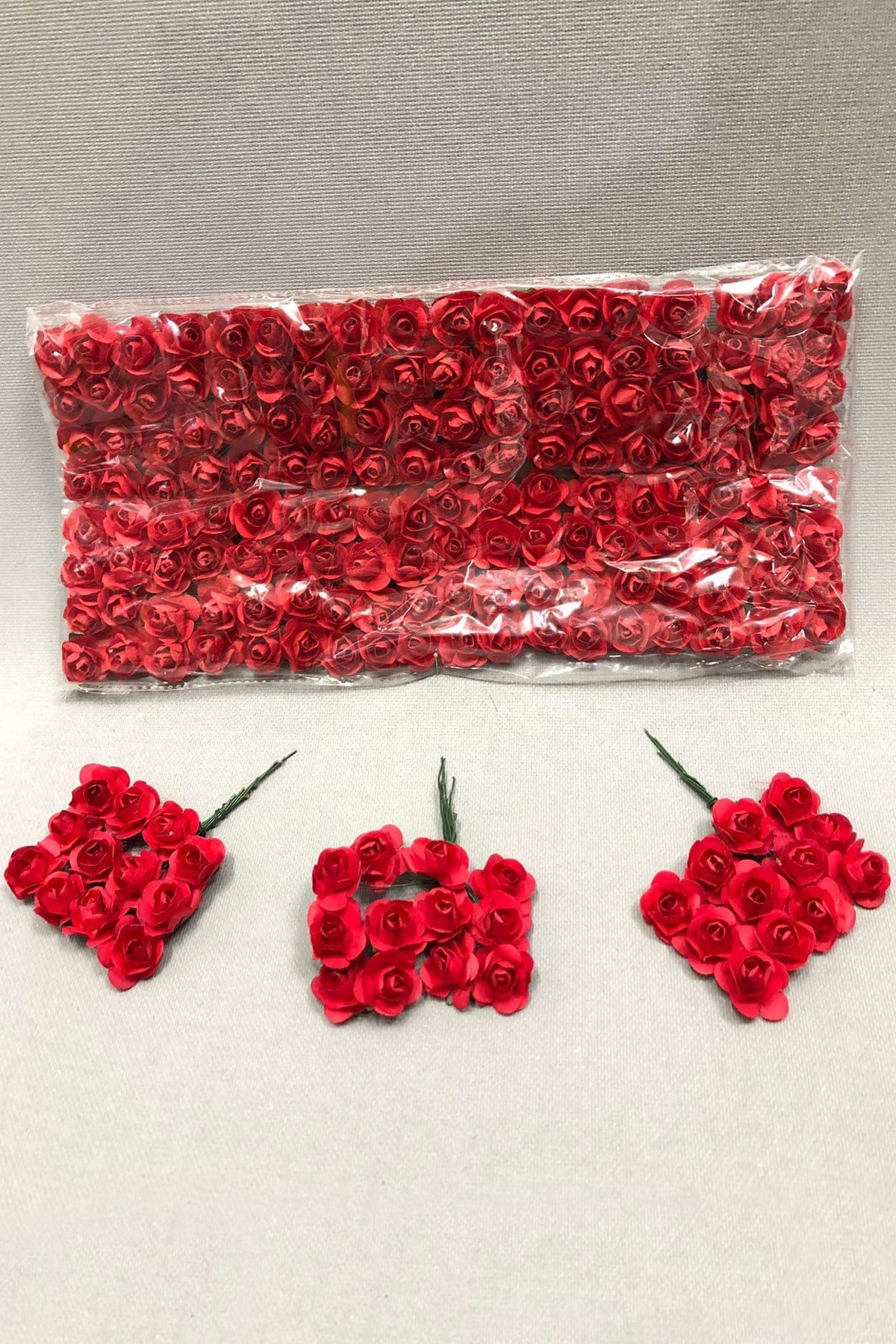 Kırmızı Kağıt Gül Çiçek 1 paket 144 lü 