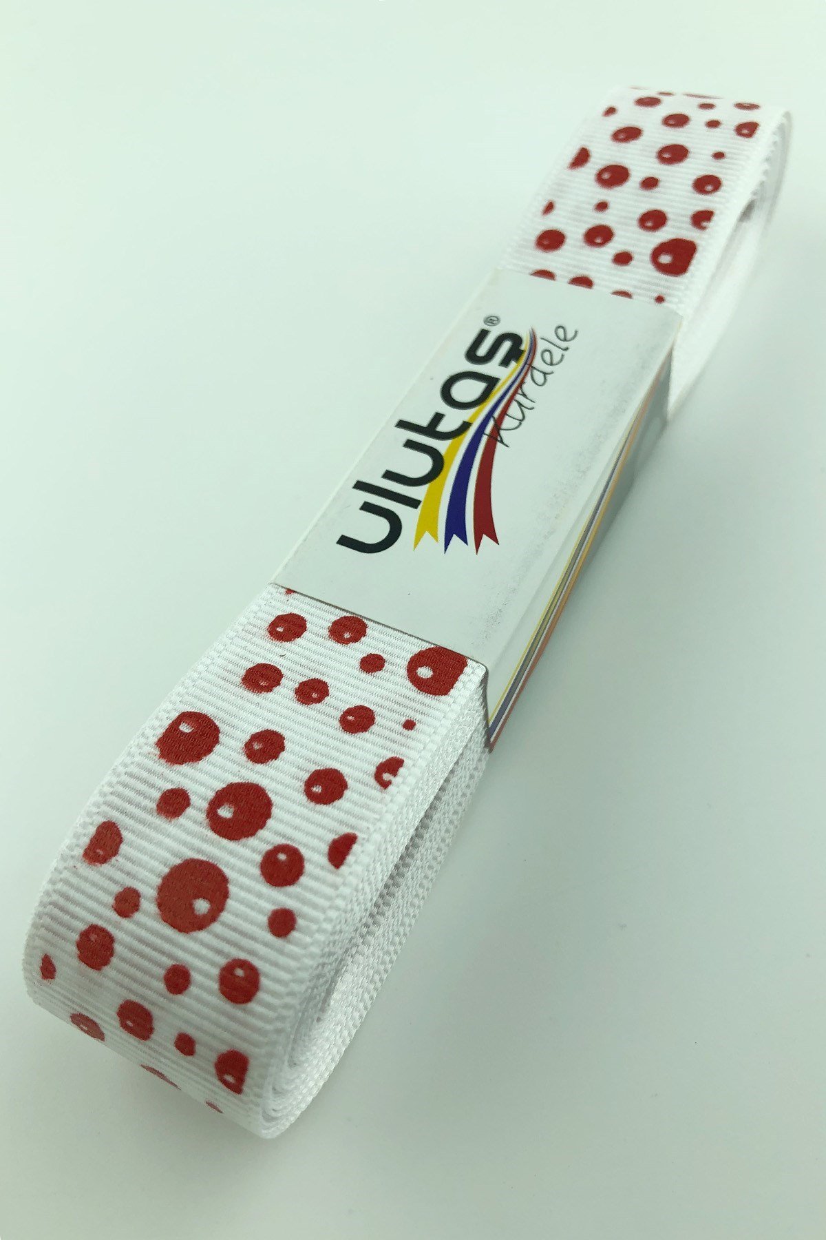 Kırmızı Puanlı Baskı Grogren Kurdele 2,5 cm