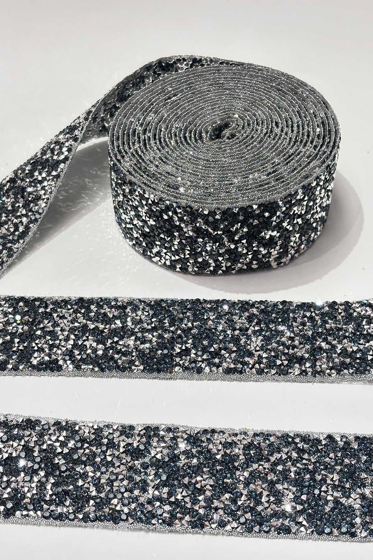 Lacivert Ütüyle Yapışan Şerit Taş Boncuk 4 Cm