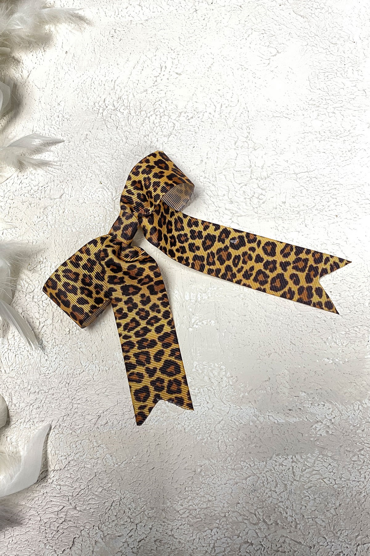 Leopar Desenli Fiyonklu Saç Tokası