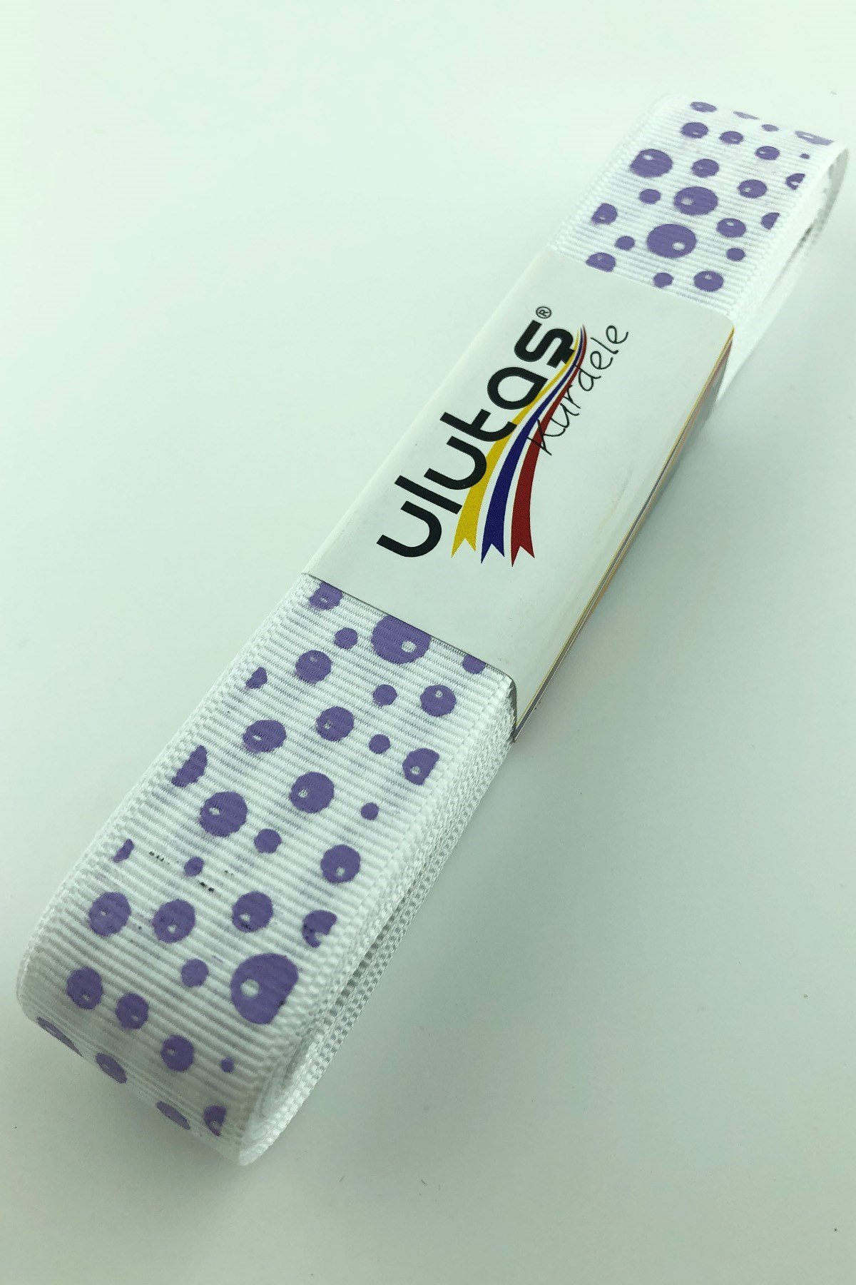 Lila Puanlı Baskı Grogren Kurdele 2,5 cm