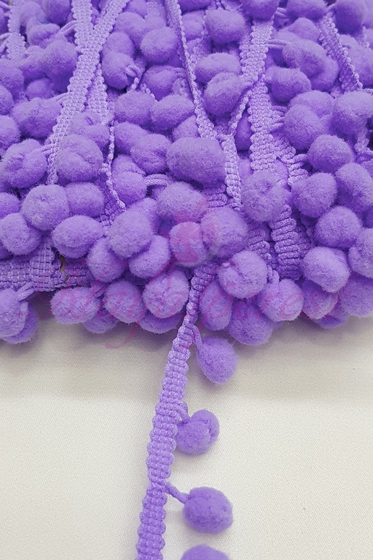 Lila Renk Şerit Ponpon 1,5cm