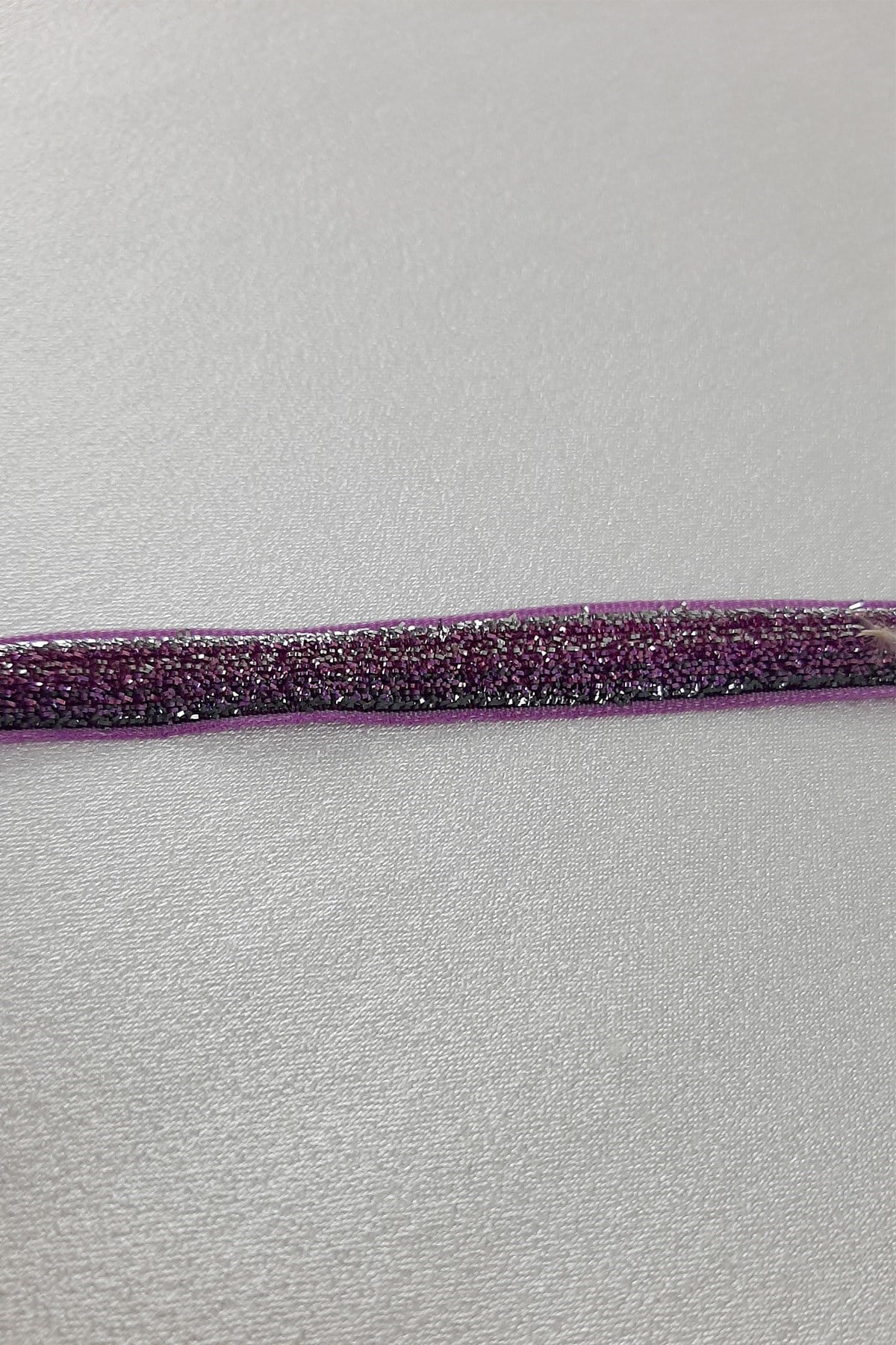 Lila Renk Simli Kadife Kurdele 1 cm