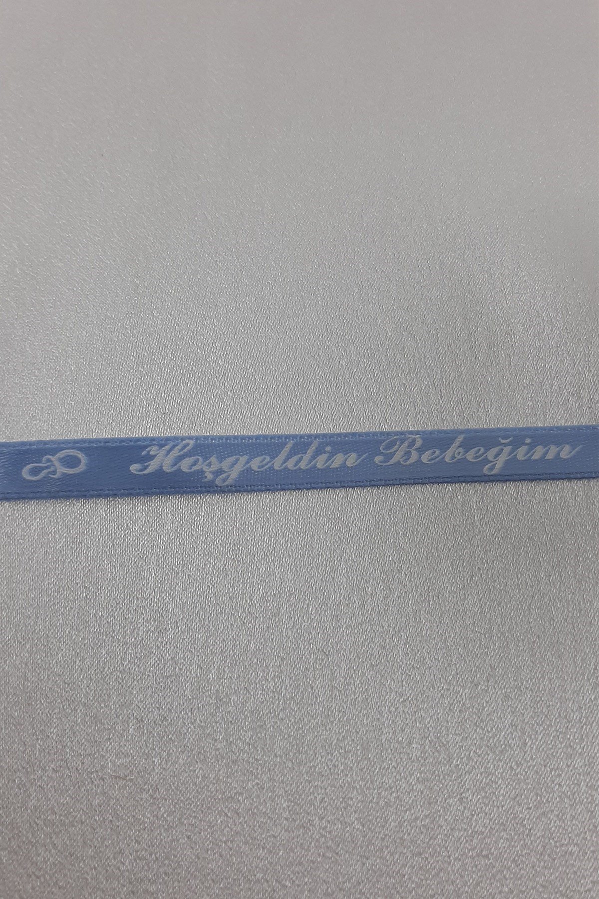 Mavi Hoşgeldin Bebeğim Saten Kurdele