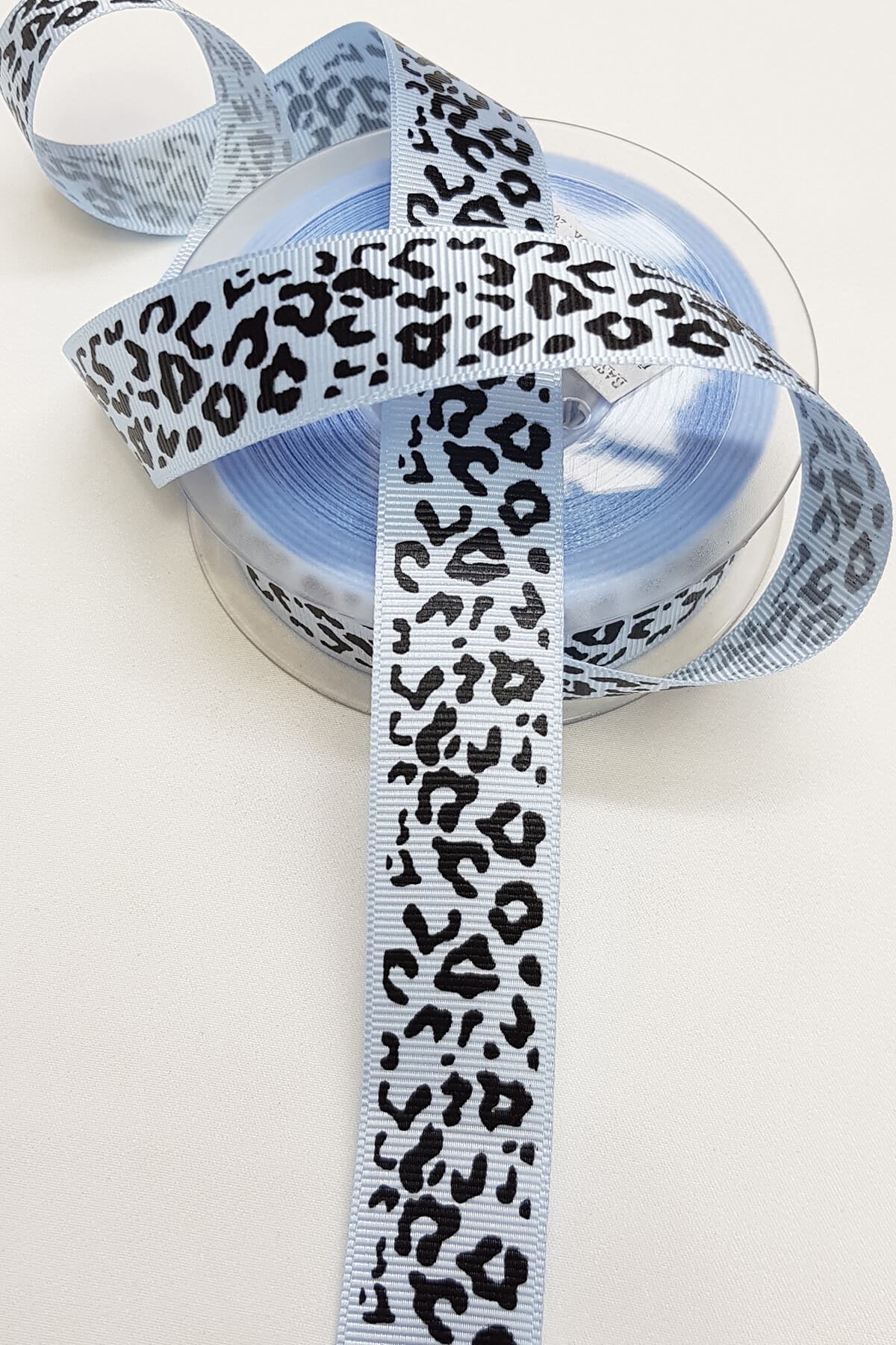 Mavi Leopar Desenli Grogren Kurdele 2,5Cm