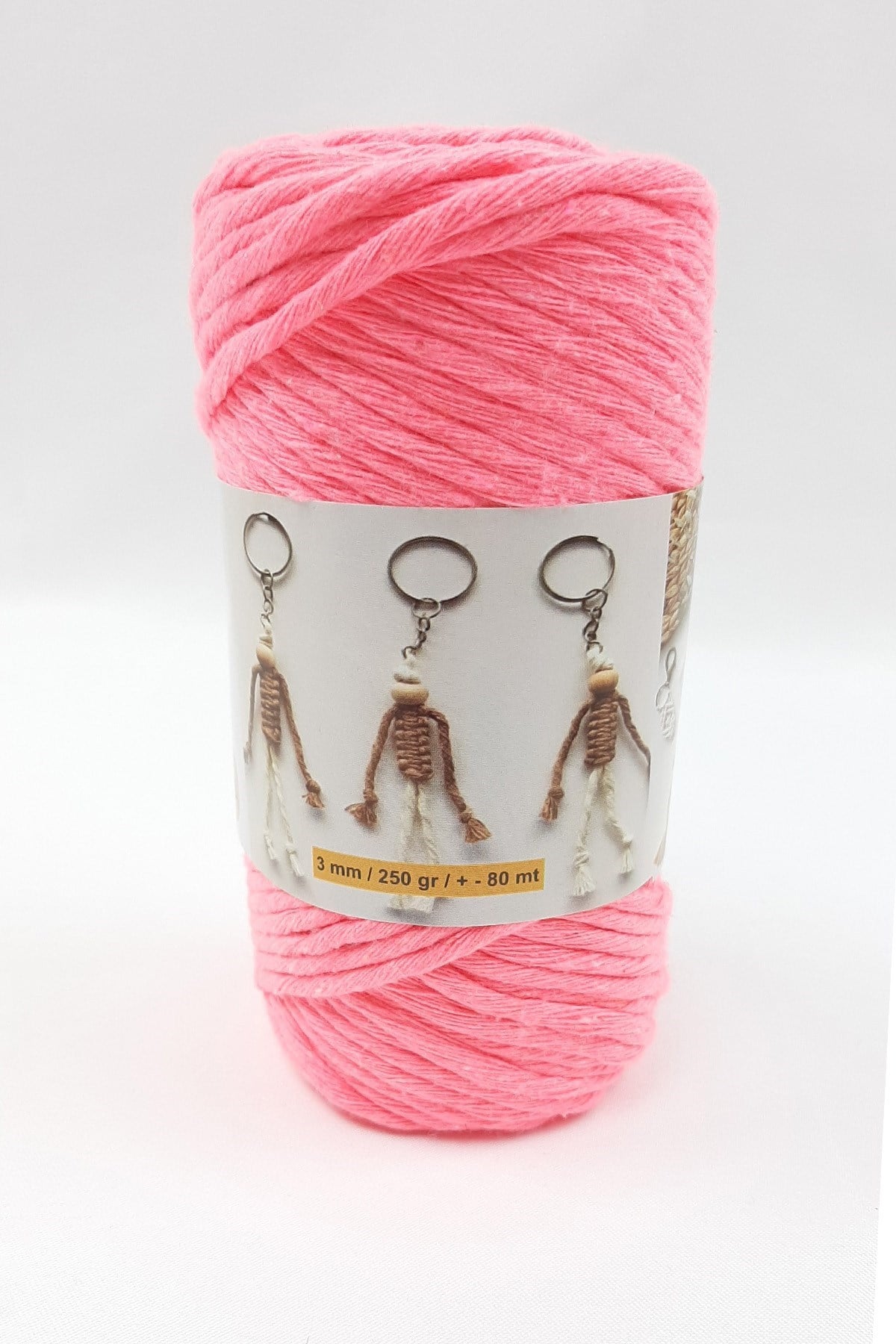 Neon Pembe İnce Büklüm Makrome
