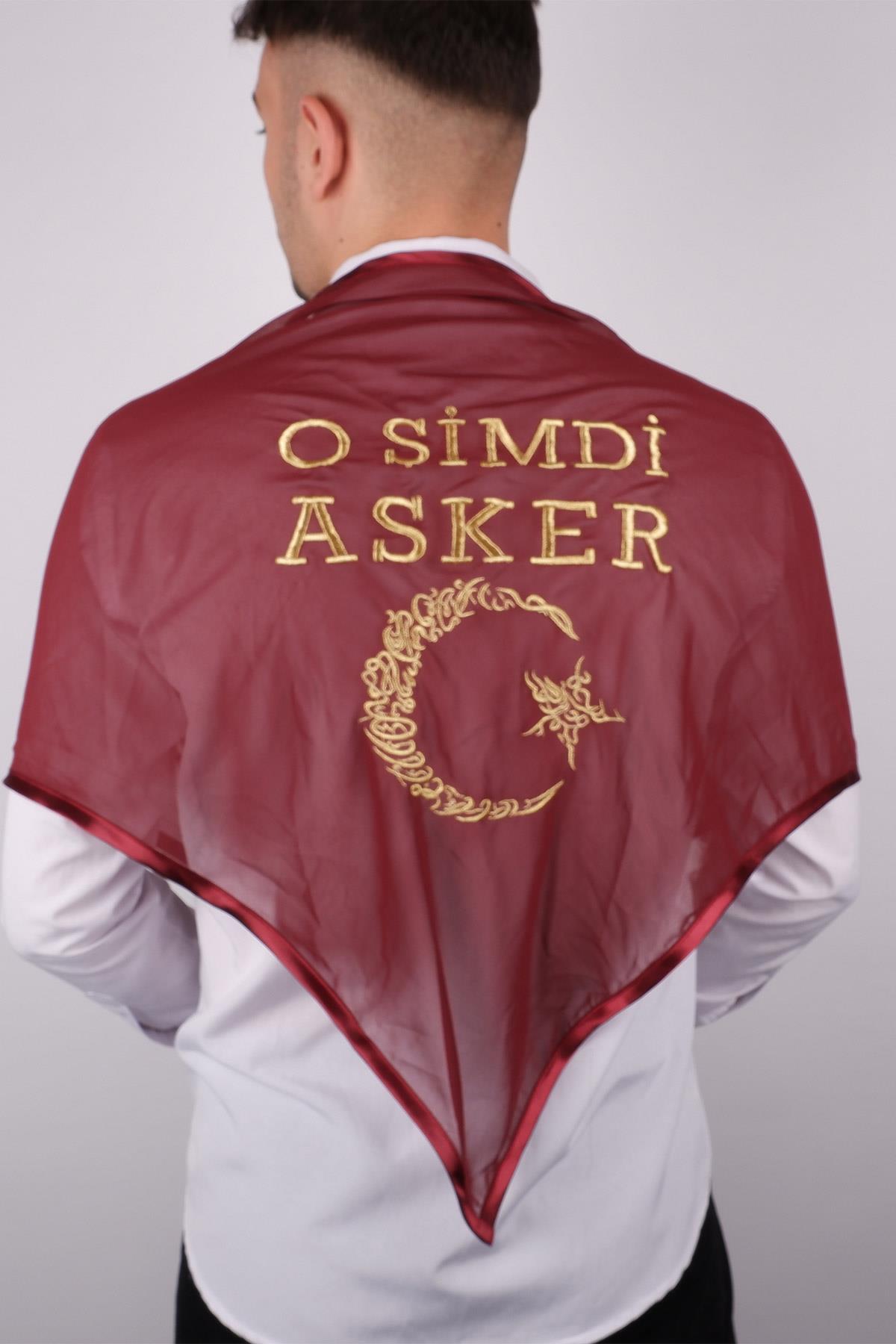 O Şimdi Asker Sim Ay Yıldızlı Nakışlı Asker Örtü Şal