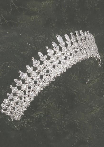 Parlak Zirkon Taşlı Özel Tasarıom Gelin Düğün Kına Tacı Prenses Gelin Zirkon Tacı