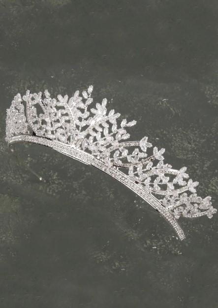 Parlak Zirkon Taşlı Özel Tasarıom Gelin Düğün Kına Tacı Prenses Gelin Zirkon Tacı