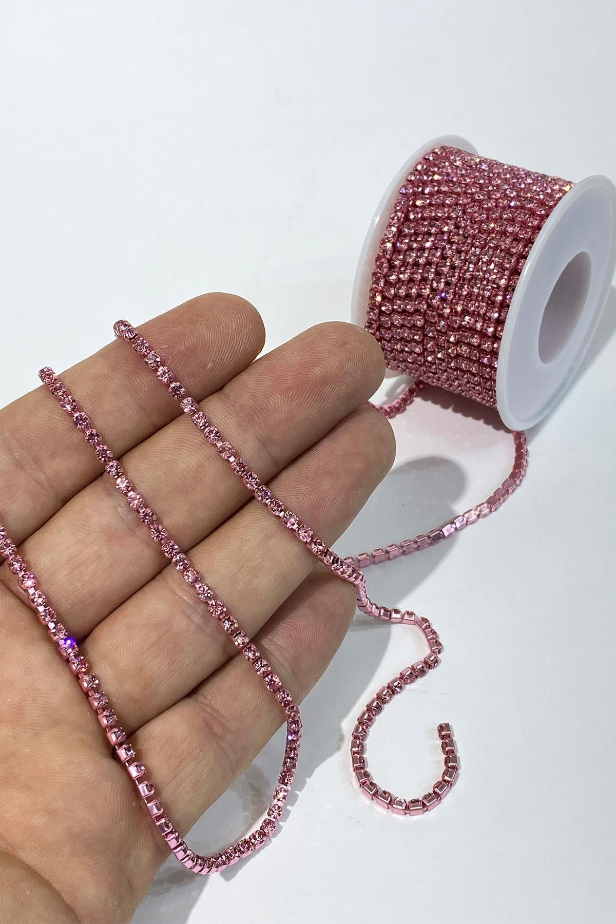 Pembe Beyoğlu Swarosvki Şerit Taş Boncuk ss12
