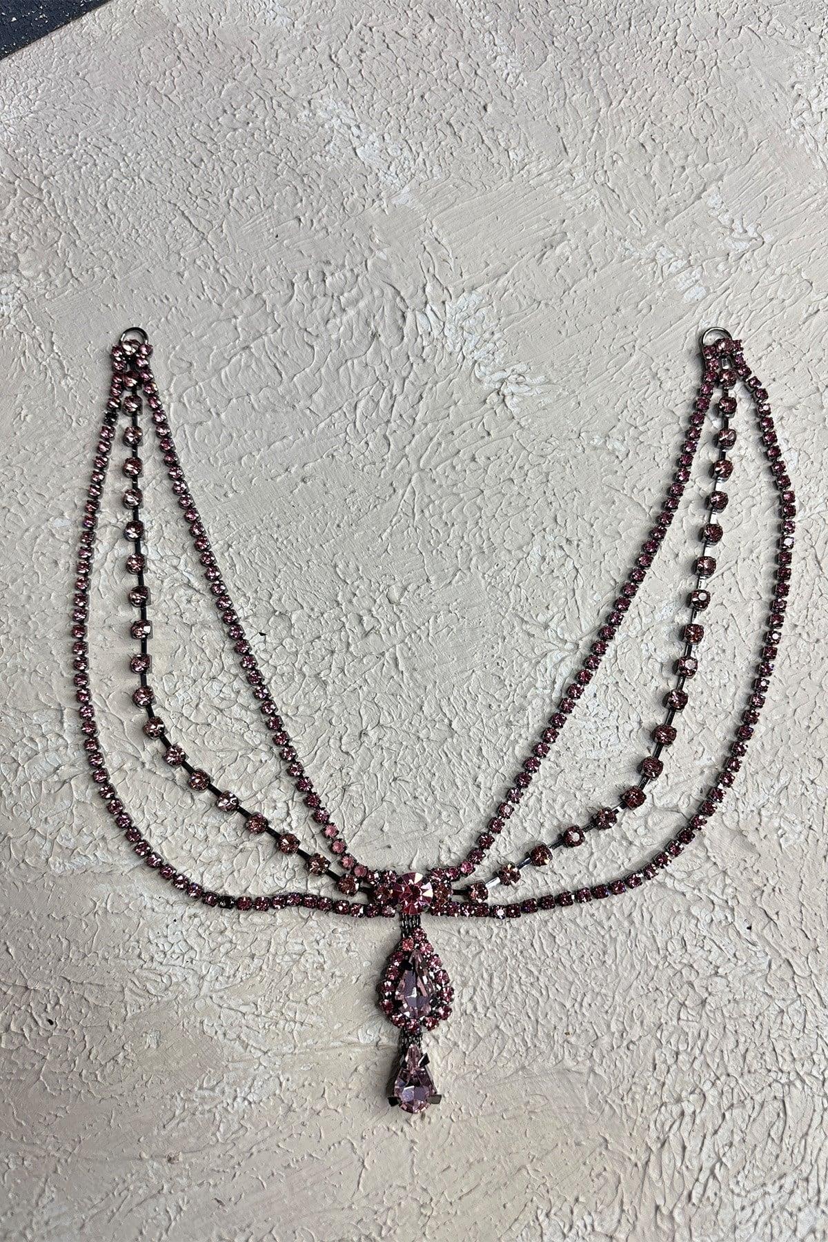 Pembe İnce  Alınlık Saç Aksesuarı Gelin Kına Tacı