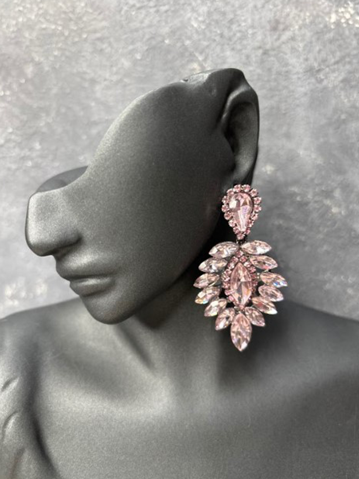 Pembe Rengi Vera Mekik Vip Kristal Taşlı Abiye Gelin Küpesi