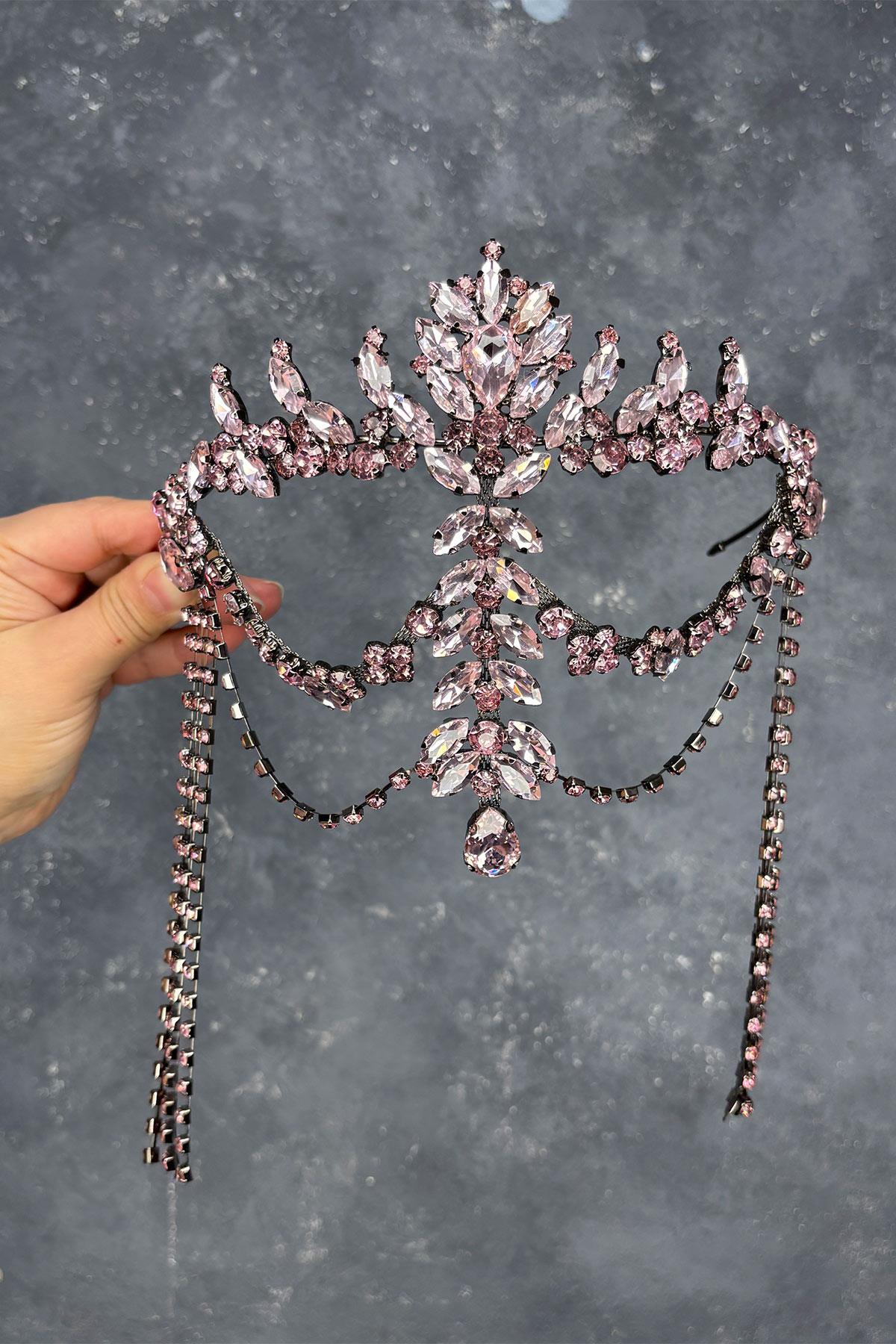 Pembe Sallantılı Alınlık Almeda Gelin Kına Tacı