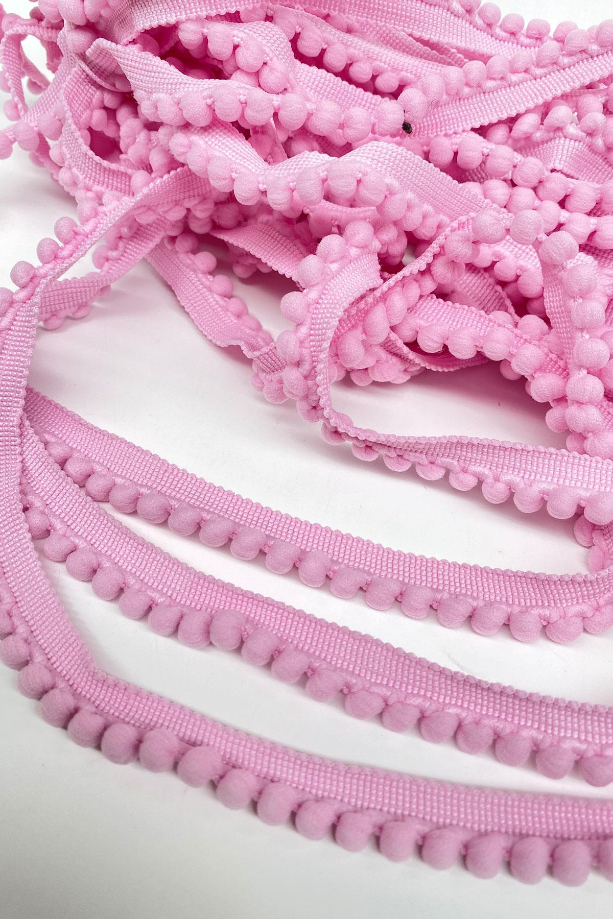 Pembe Sık Küçük İnce Ponpon Şerit 