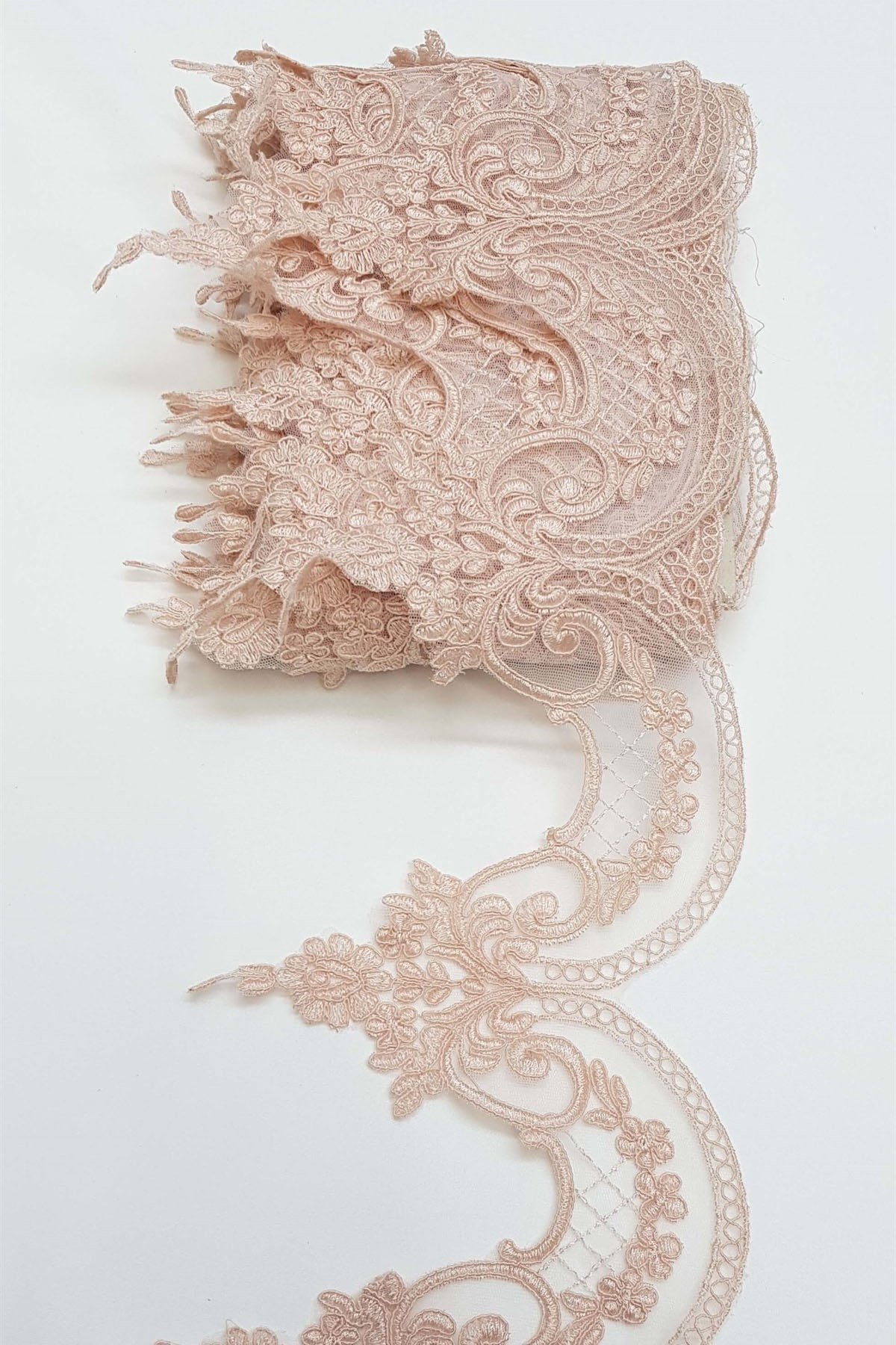 Pudra Fransız Güpür Geniş Dantel