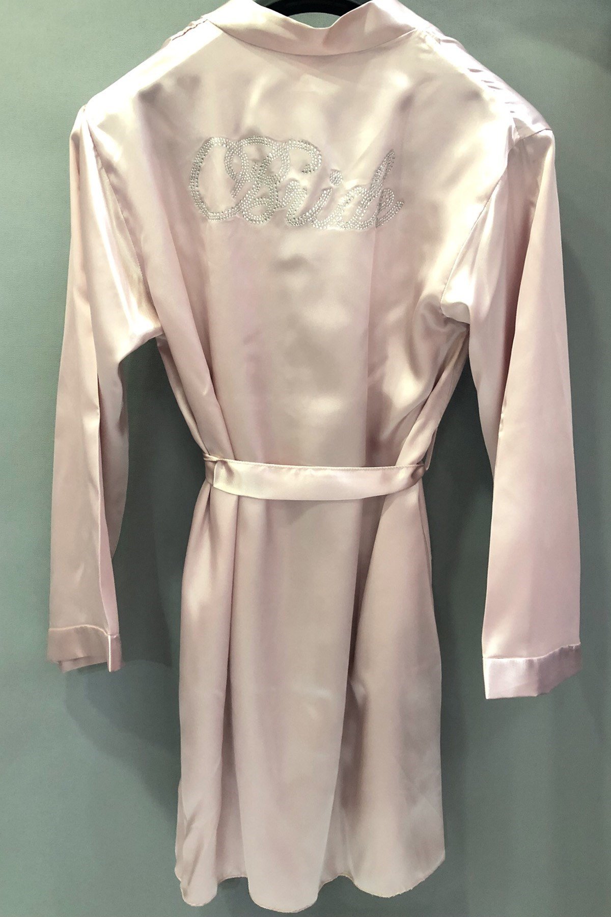 Pudra Renk Saten Bride Sabahlık