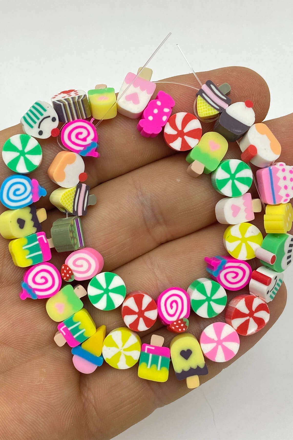 Renkli Şekerleme Motif Fimo Hamur Boncuk