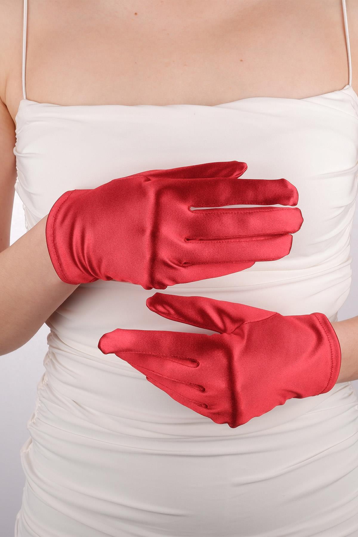 Saten Likrali Gelin Eldiveni 21 Cm Dans & Opera Kostüm Eldiveni