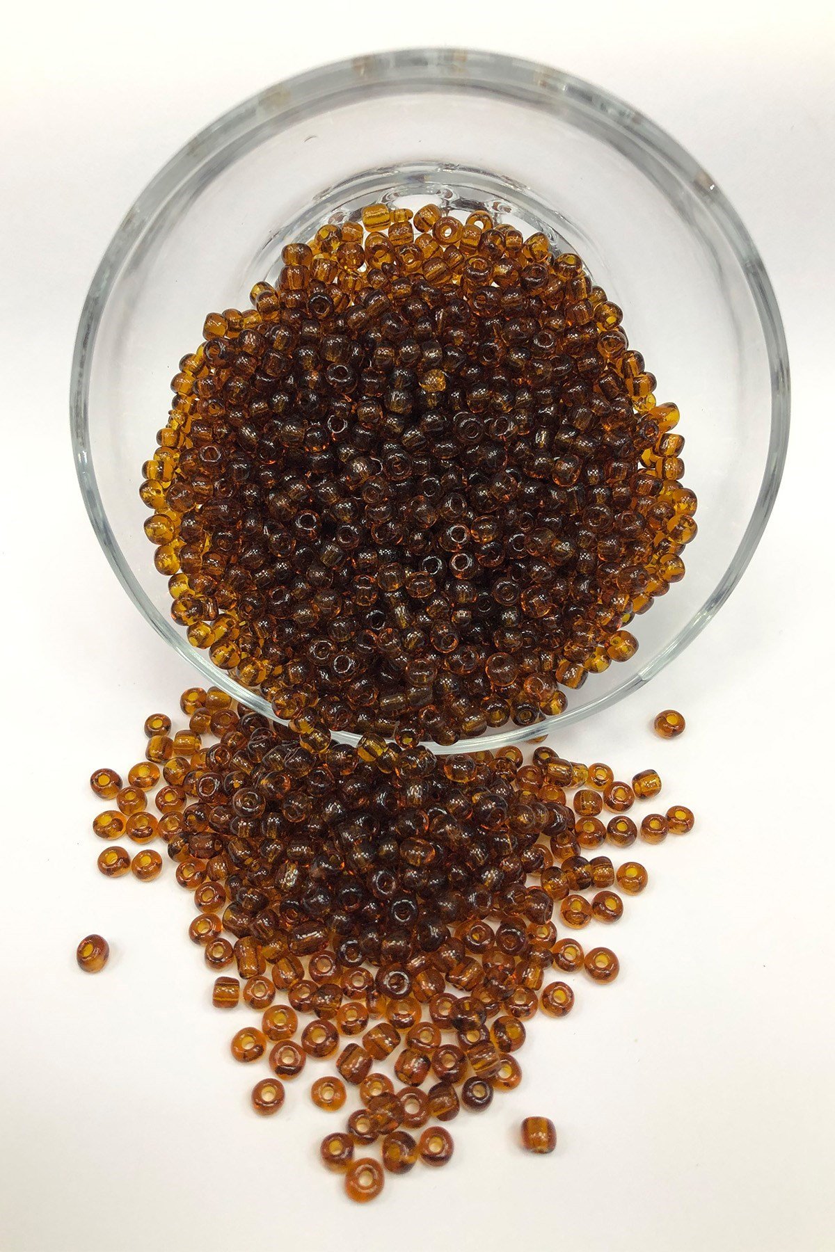 Şeffaf Kahve Kum Boncuk 4 mm 50 gr