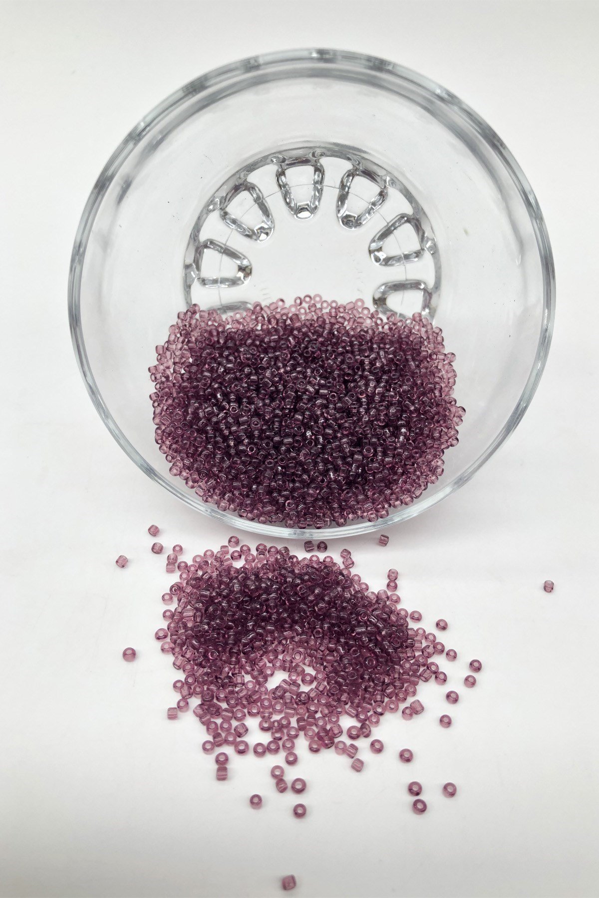 Şeffaf Mürdüm Kum Boncuk 2 mm