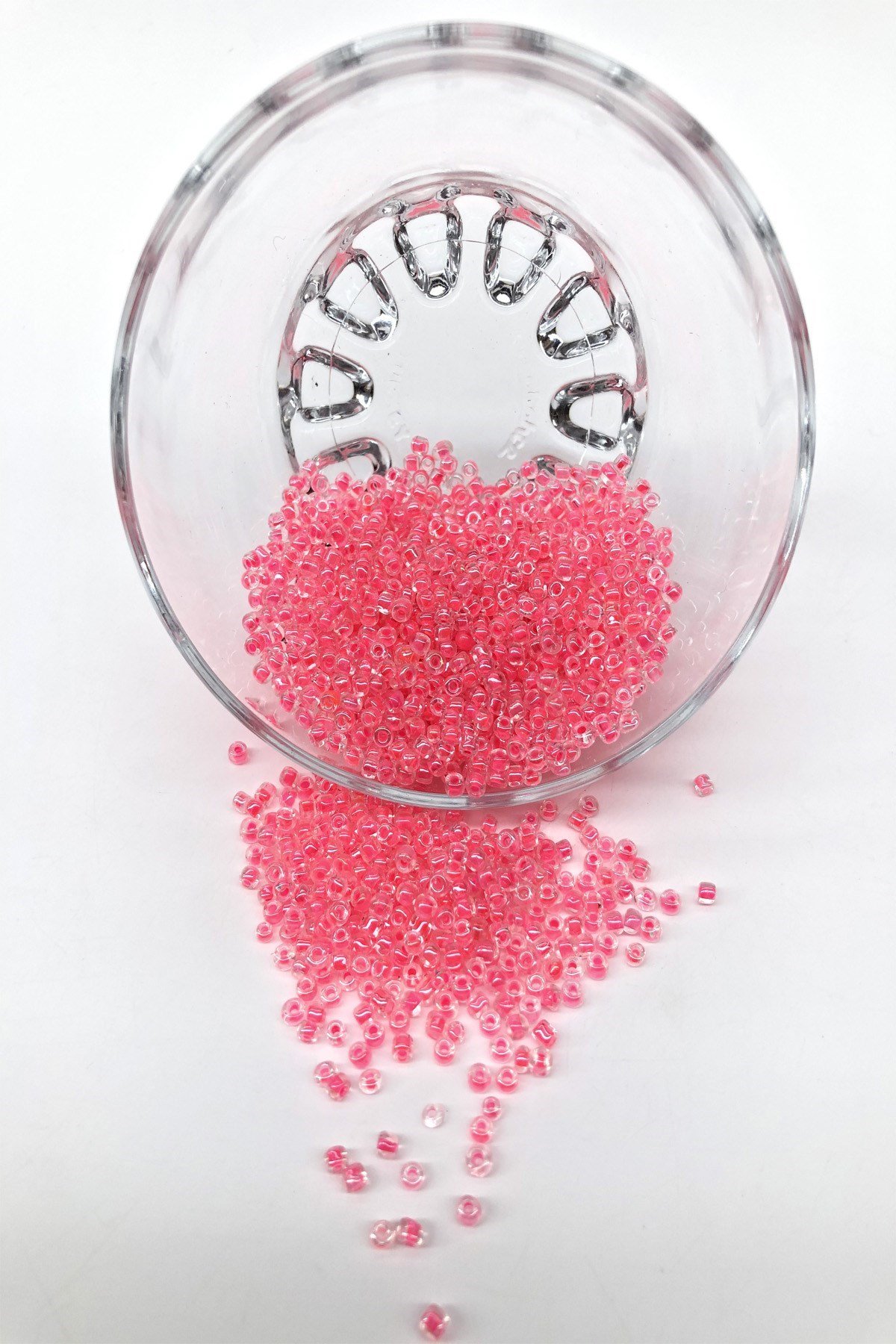 Şeffaf Pembe Kum Boncuk 3 mm
