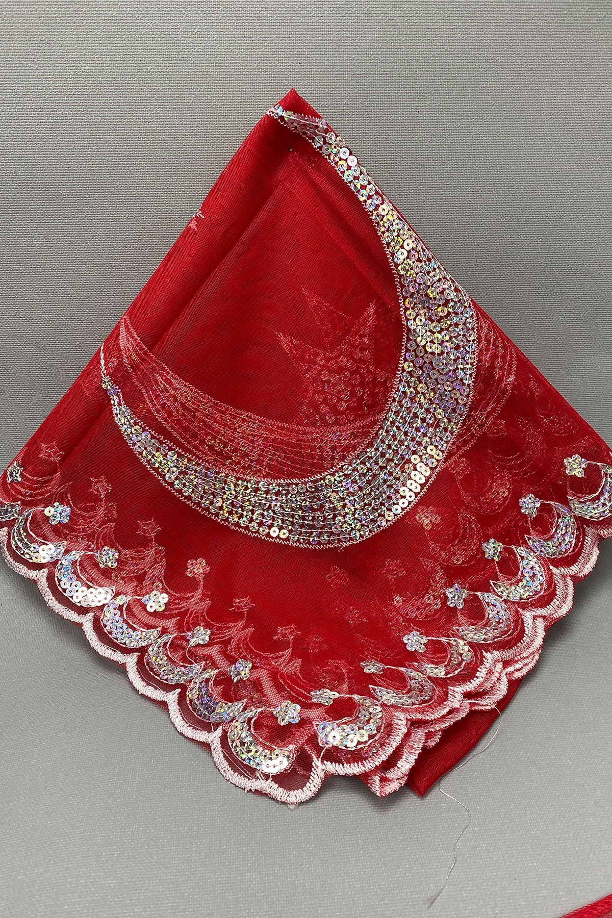 Simli Gelin Yüz Örtüsü ve Ay Yıldızlı Damat Örtüsü Takı Kurdelesi