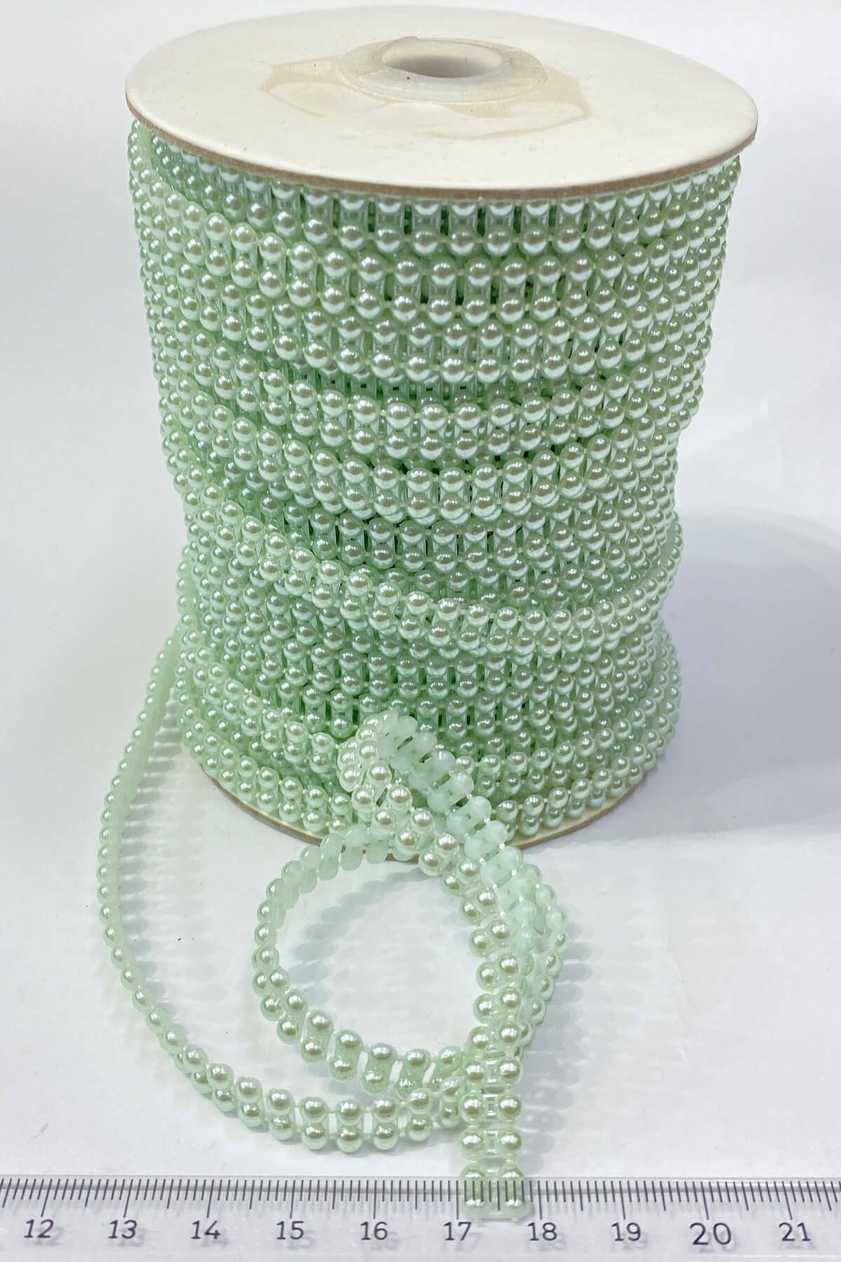 Su Yeşili Plastik Çift Sıralı Şerit Yarım İnci 4 mm 10 mt