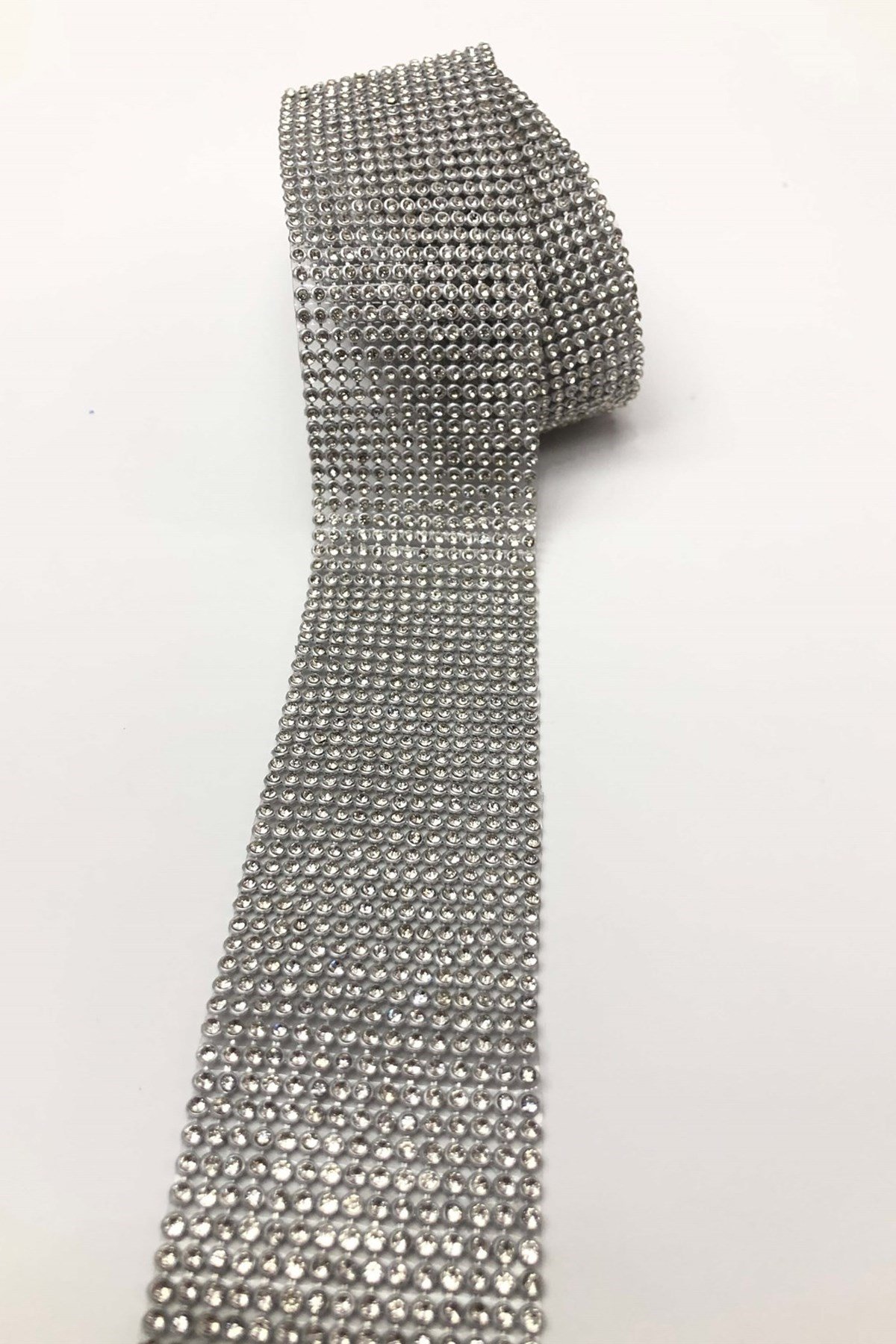 Taşlı Şerit Kemer Gümüş Renk (8*120 cm)