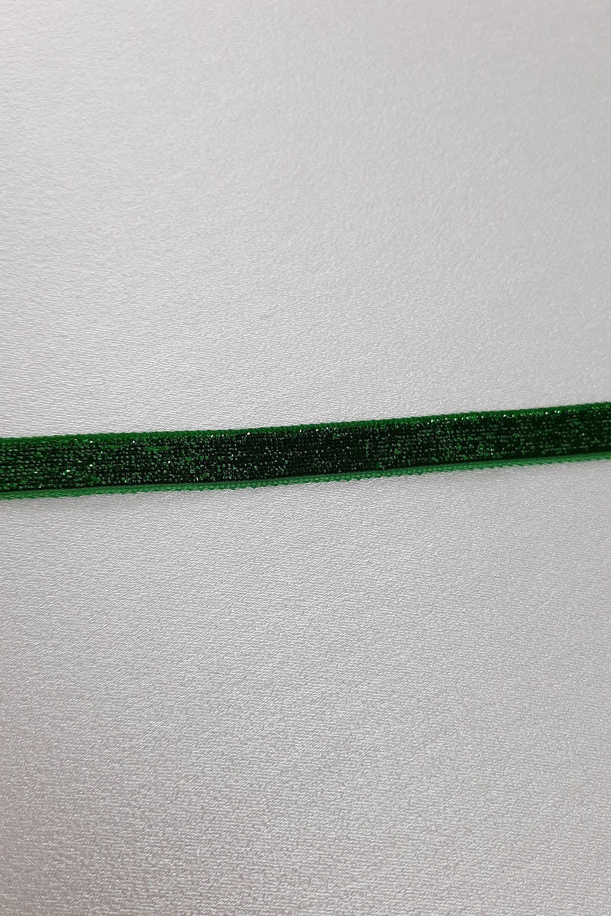 Yeşil Simli Kadife Kurdele 1 cm