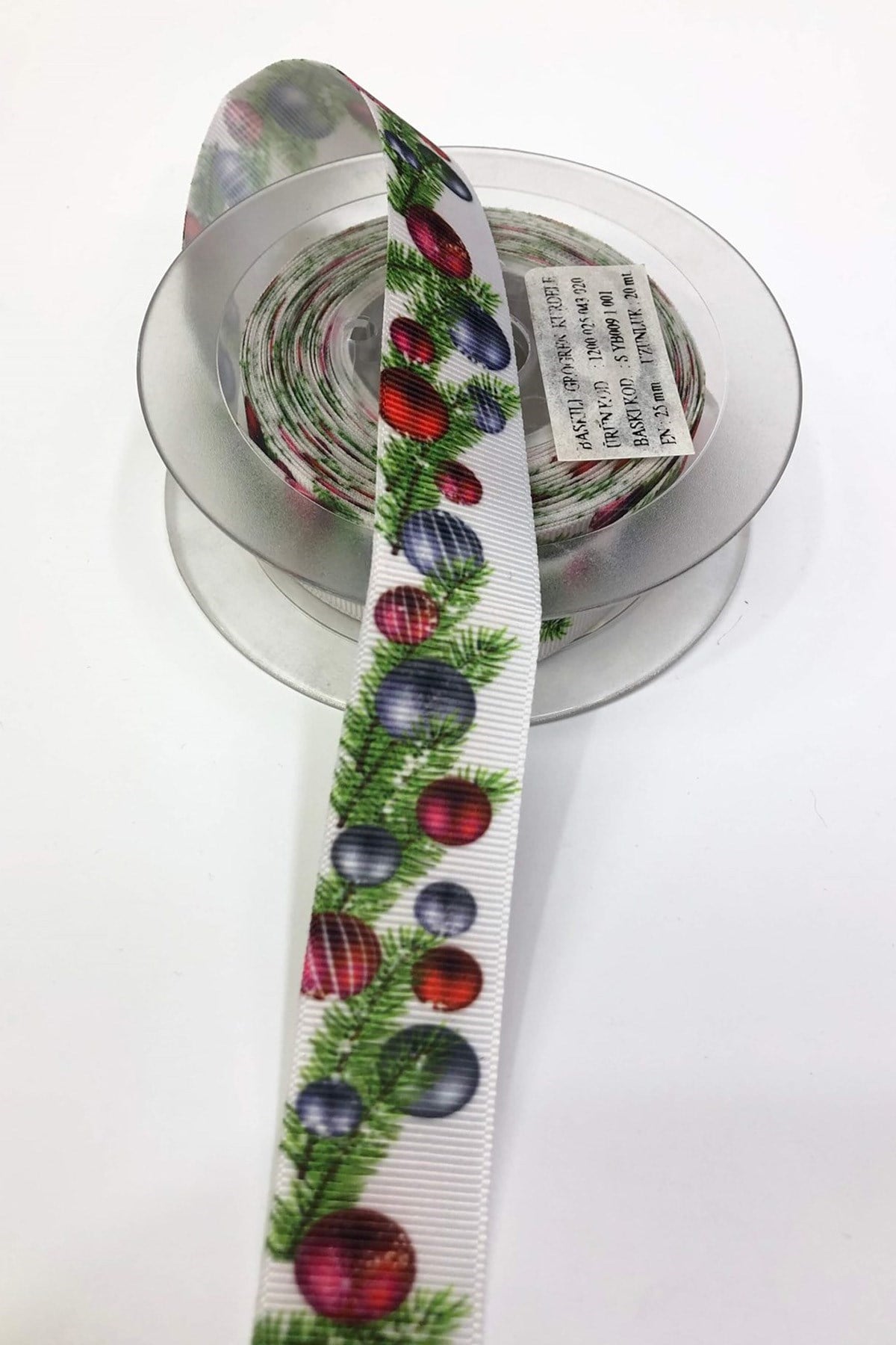 Yılbaşı Motifli Baskılı Grogren Kurdele 2,5Cm
