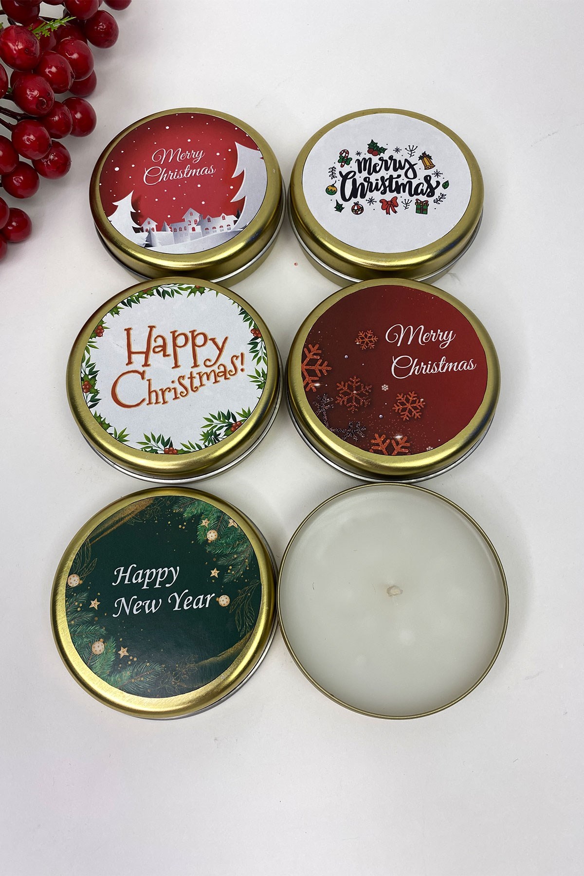 Yılbaşı Özel 5'li Gold Mum Set 