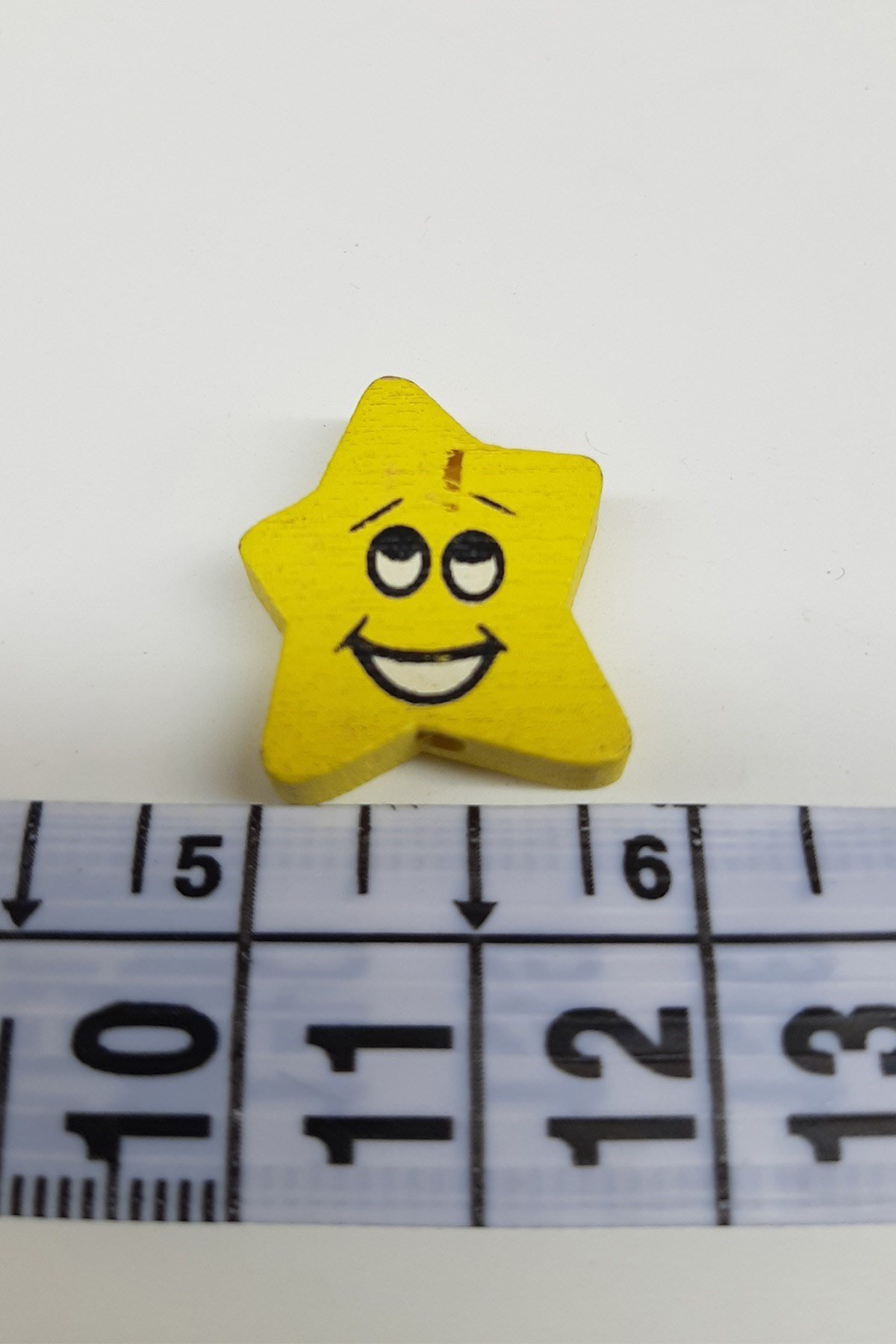 Yıldız Emoji Desenli Sarı Ahşap Boncuk