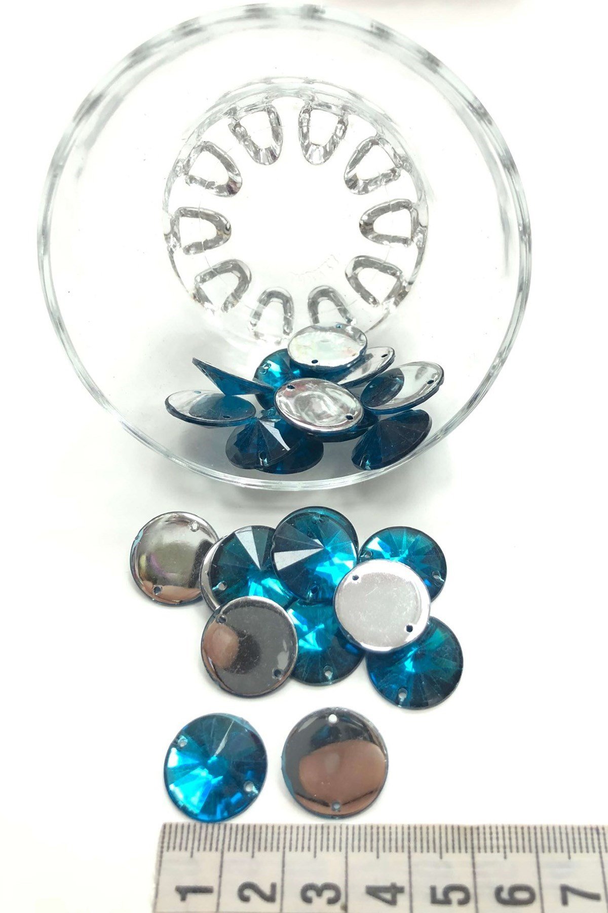 Yuvarlak Turkuaz Plastik Dikme Taş 20 gr