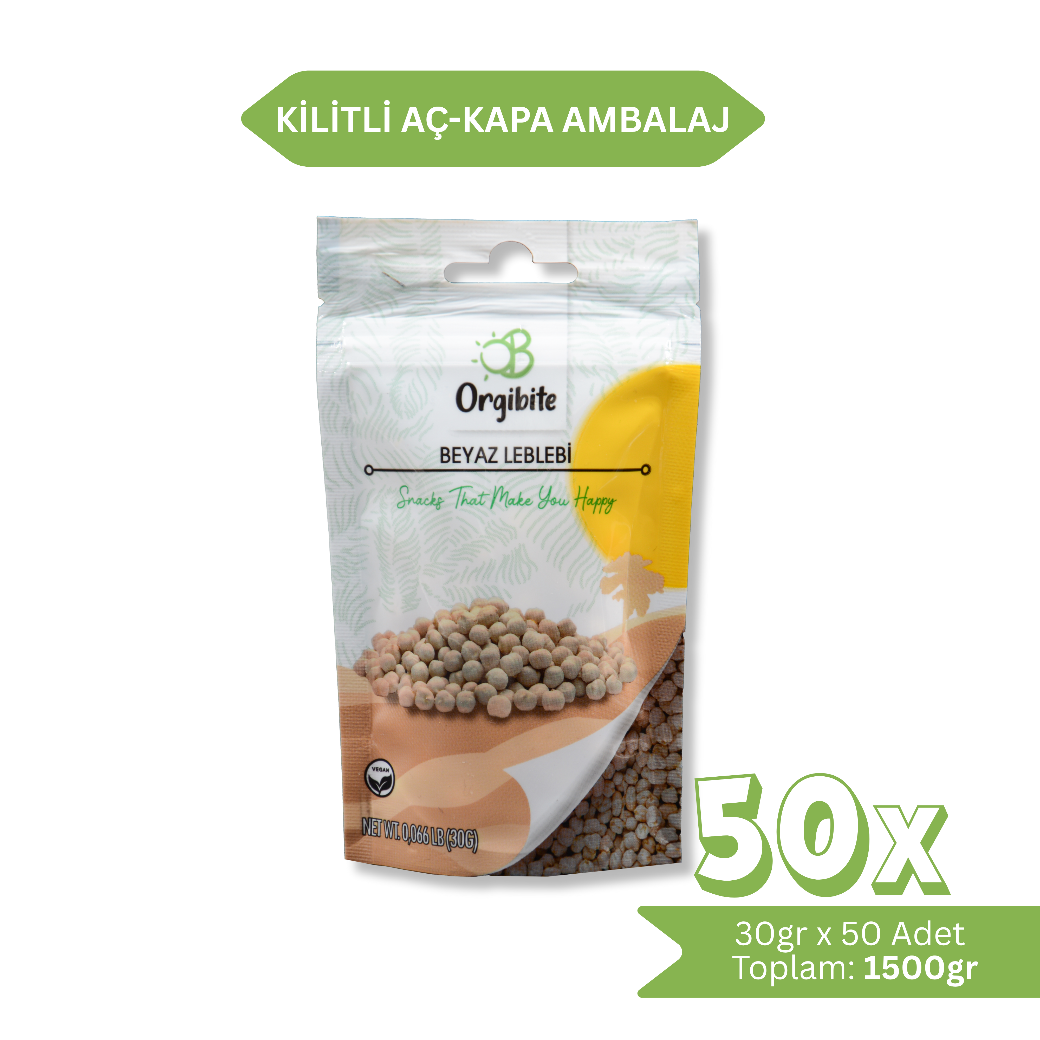 Orgibite Beyaz Leblebi 1500 gr (30gr x 50 Adet)