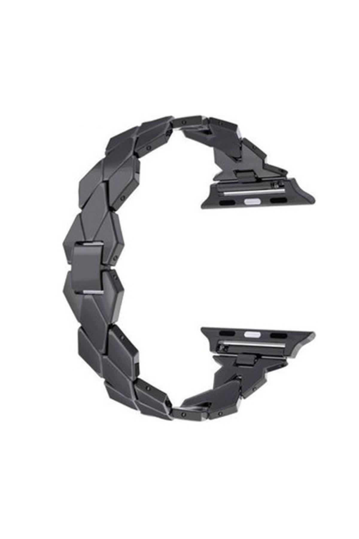 Apple Watch 1-2-3-4-5-6-7-se 42-44-45 mm Uyumlu Metal Hasır Kordon