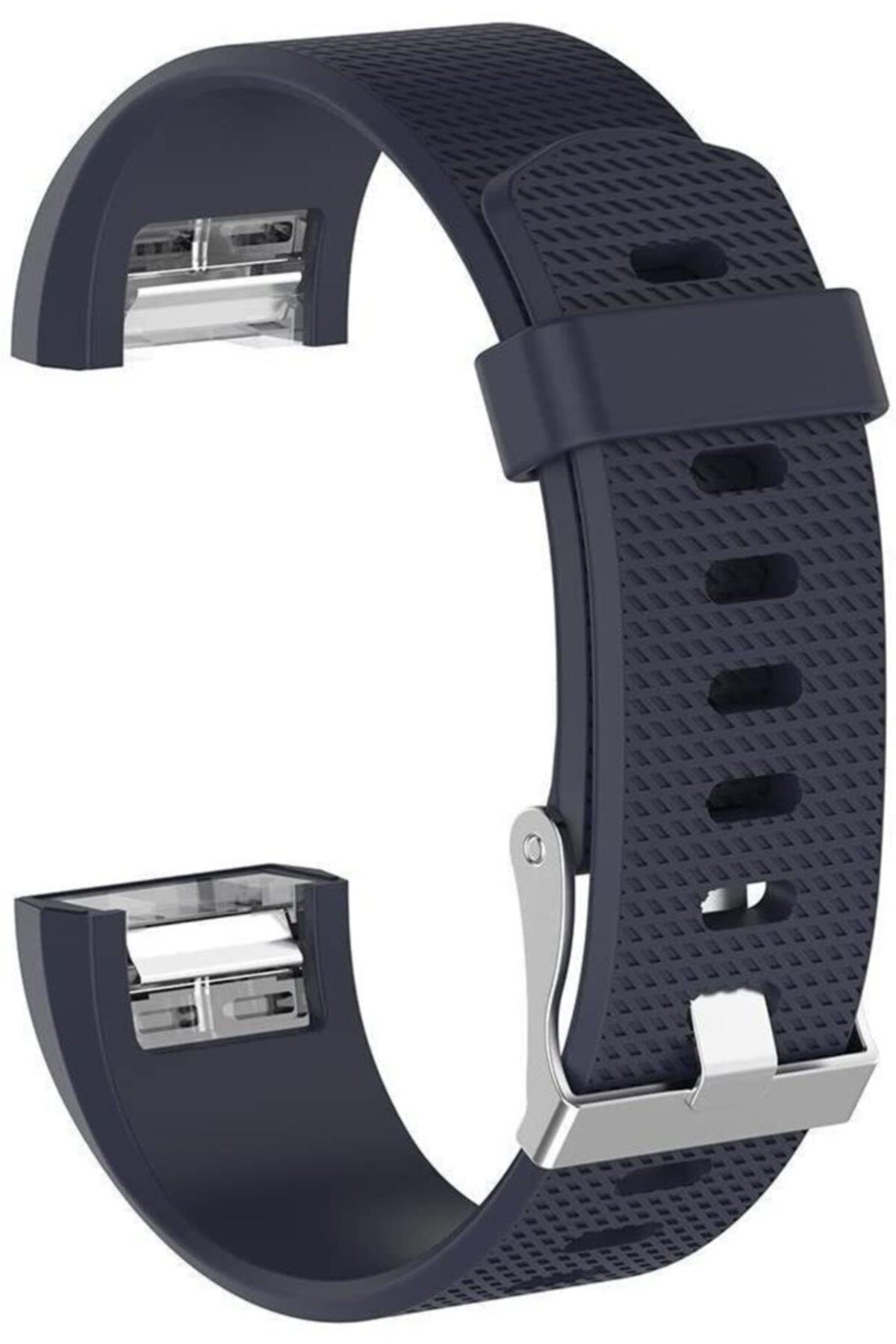 Fitbit Charge 2 Için Large Beden(l Sıze) Silikon Kordon Koyu Mavi