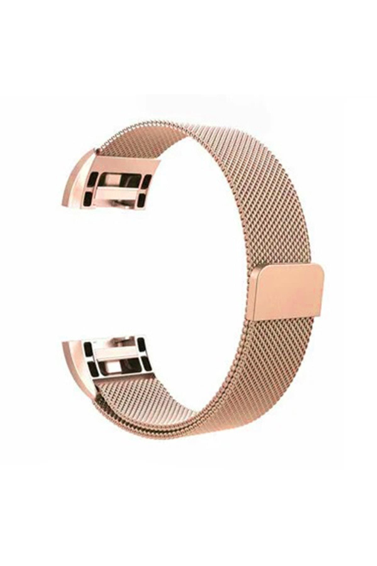 Fitbit Charge 2 Için Metal Mıknatıslı Milanese Kordon Rose Gold