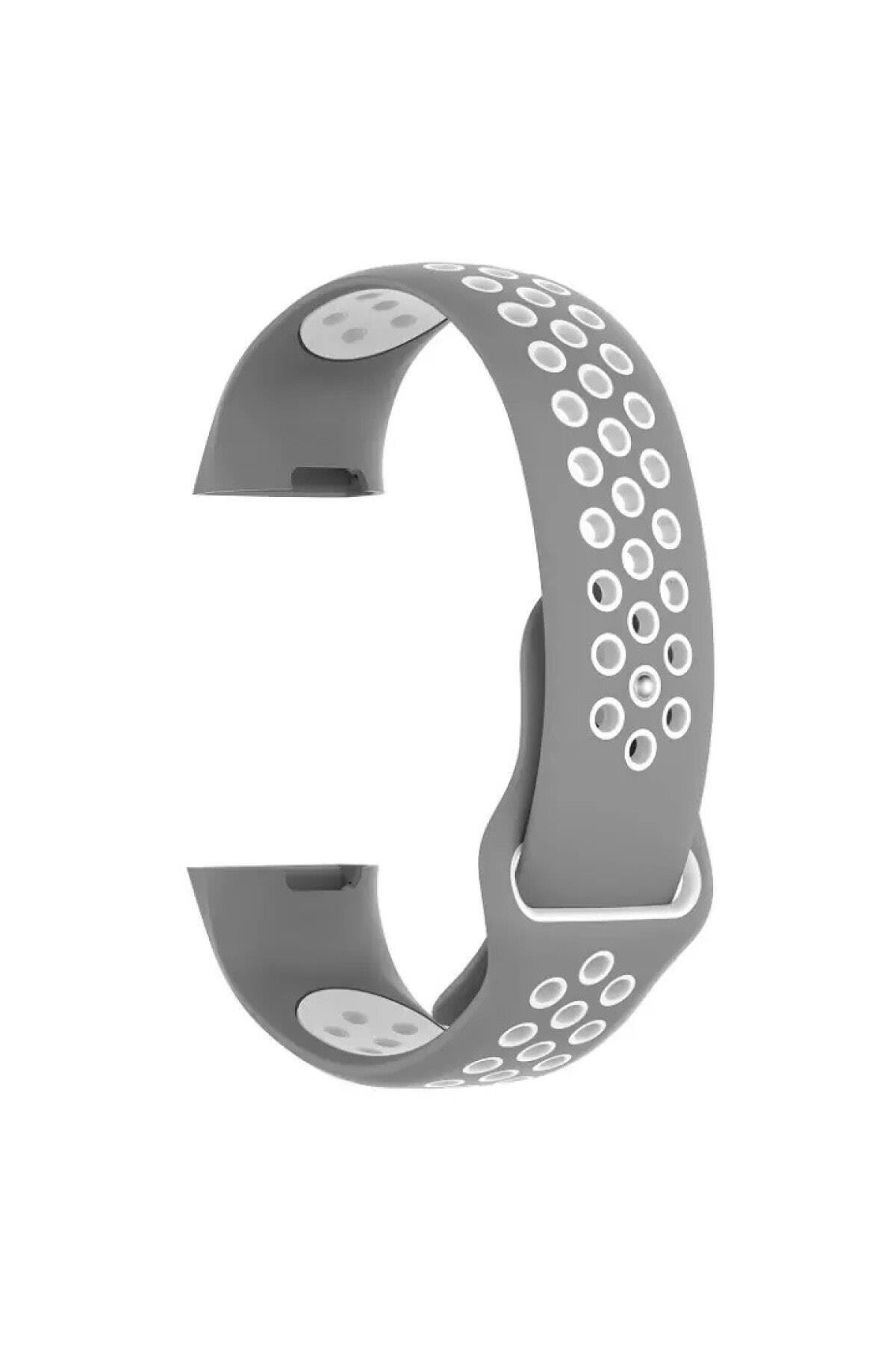 Fitbit Charge 3 Uyumlu Small Beden Delikli Silikon Kordon Siyah Pembe