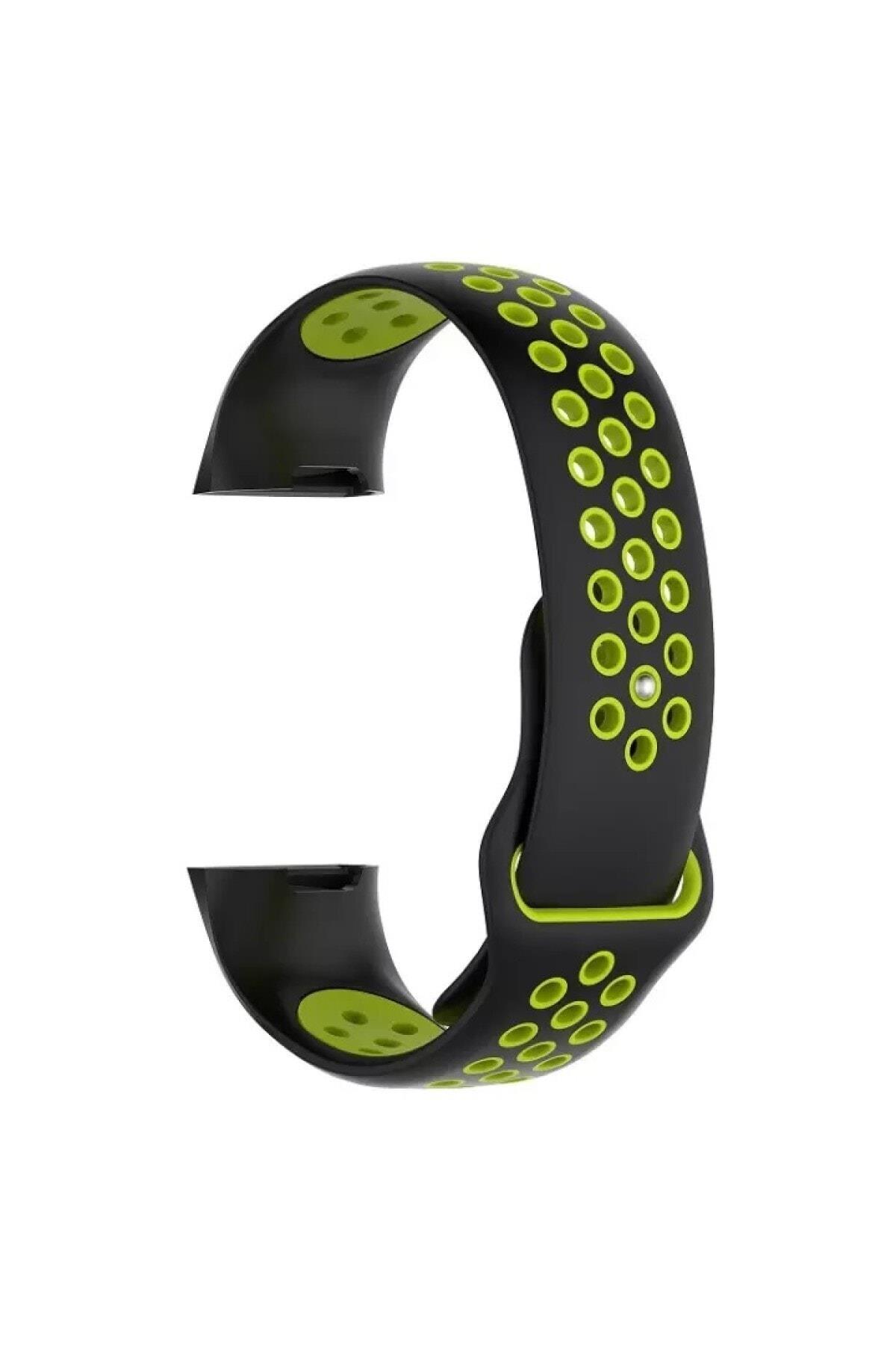 Fitbit Charge 3 Uyumlu Small Beden Delikli Silikon Kordon Siyah Pembe