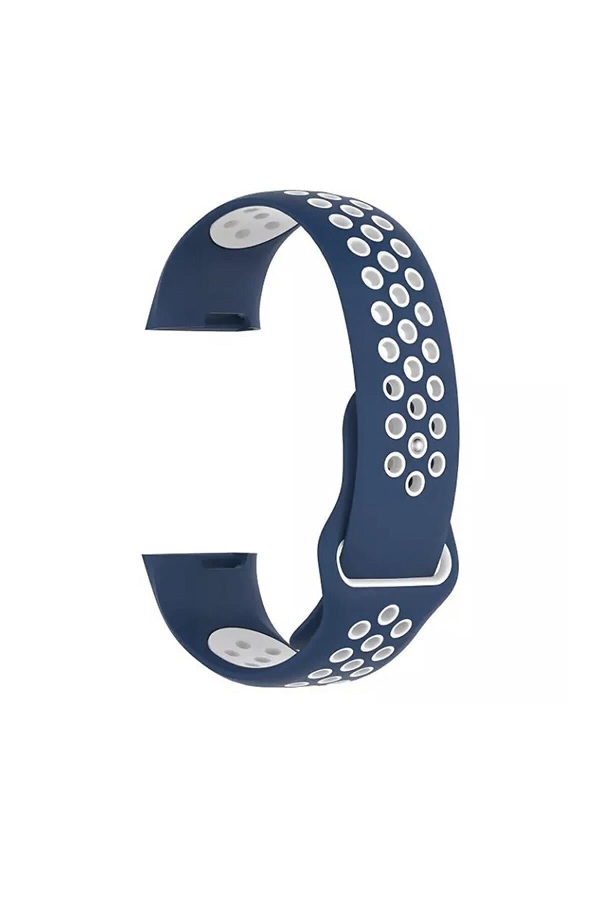 Fitbit Charge 4 Için Large Beden(l Sıze) Delikli Silikon Kordon Siyah Beyaz