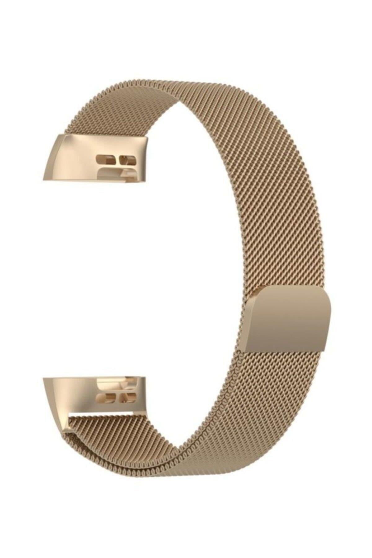 Fitbit Charge 4 Uyumlu Metal Mıknatıslı Milanese Kordon Gold