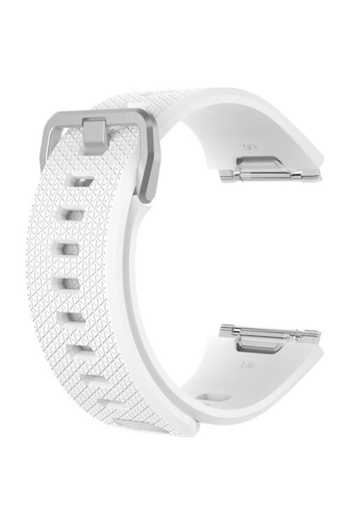 Fitbit Ionic Uyumlu Large Beden Beyaz Silikon Kayış Kordon
