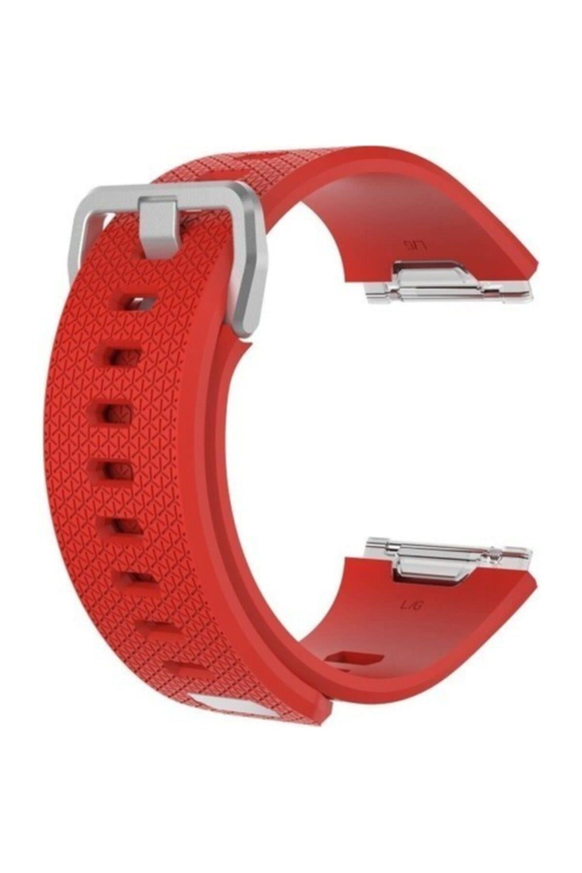 Fitbit Ionic Uyumlu Large Beden(l Sıze) Silikon Kordon Kayış Kırmızı