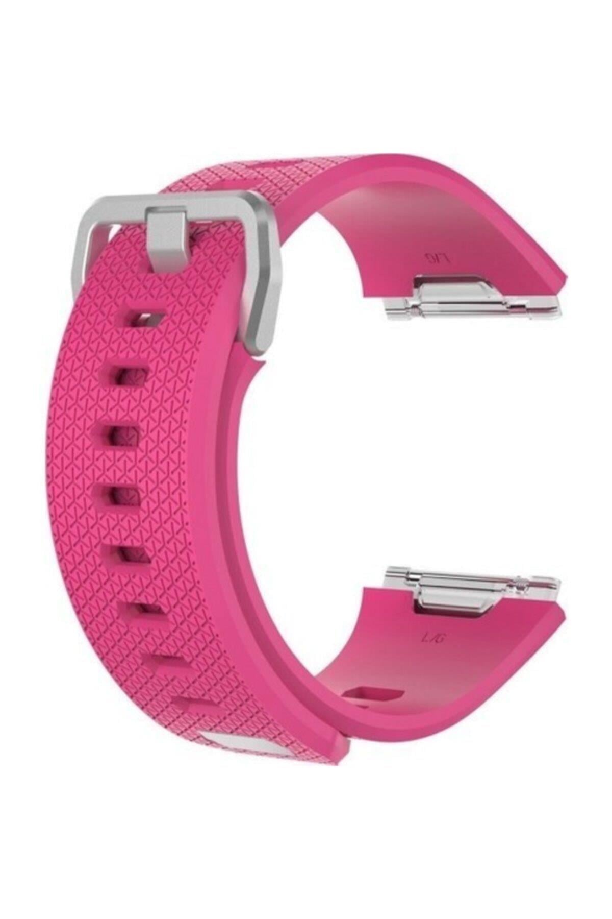 Fitbit Ionic Uyumlu Large Beden(l Sıze) Silikon Kordon Kayış Pembe