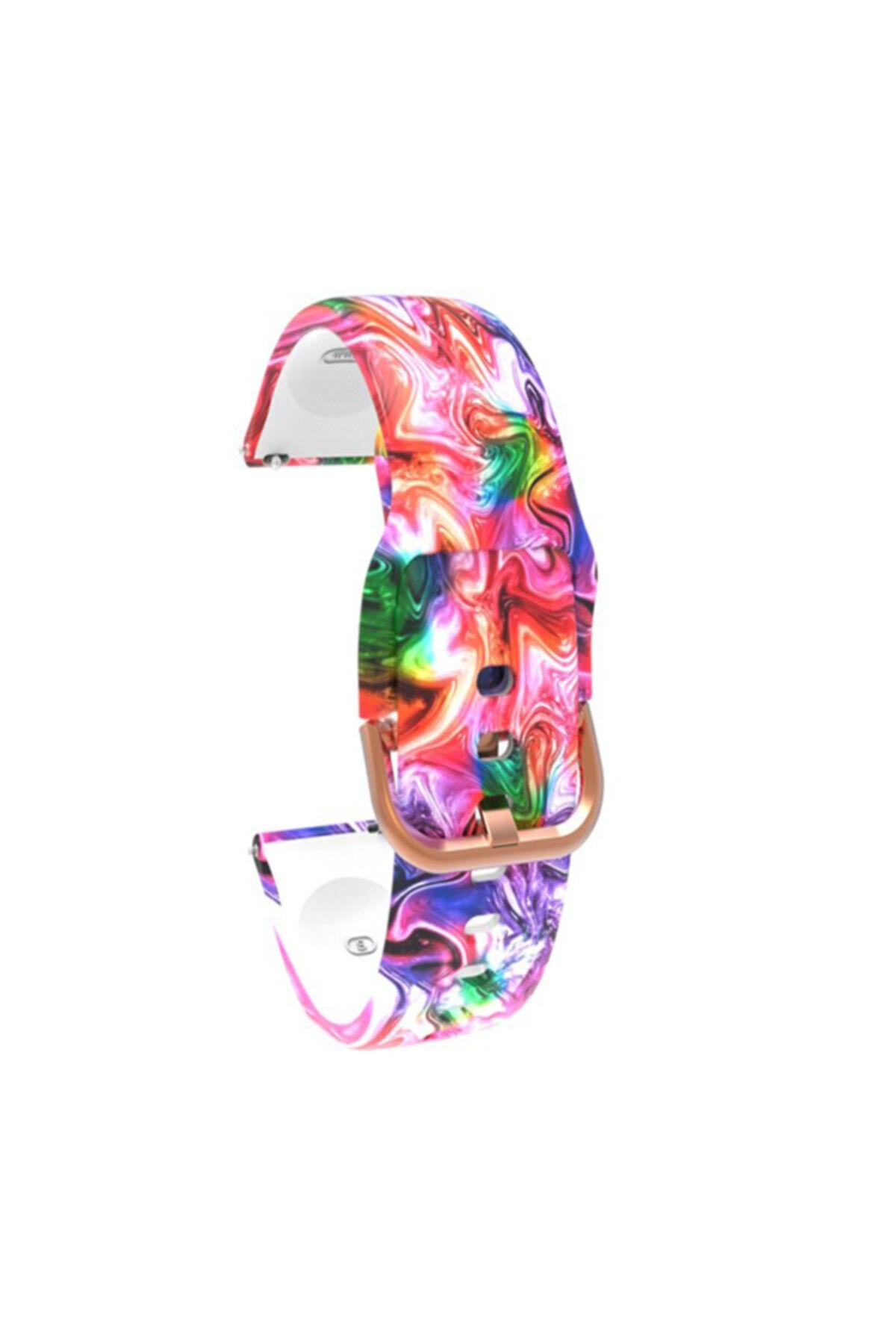 Fossil Watch Gen 6 Için Desenli Silikon Kordon Mor Çiçek